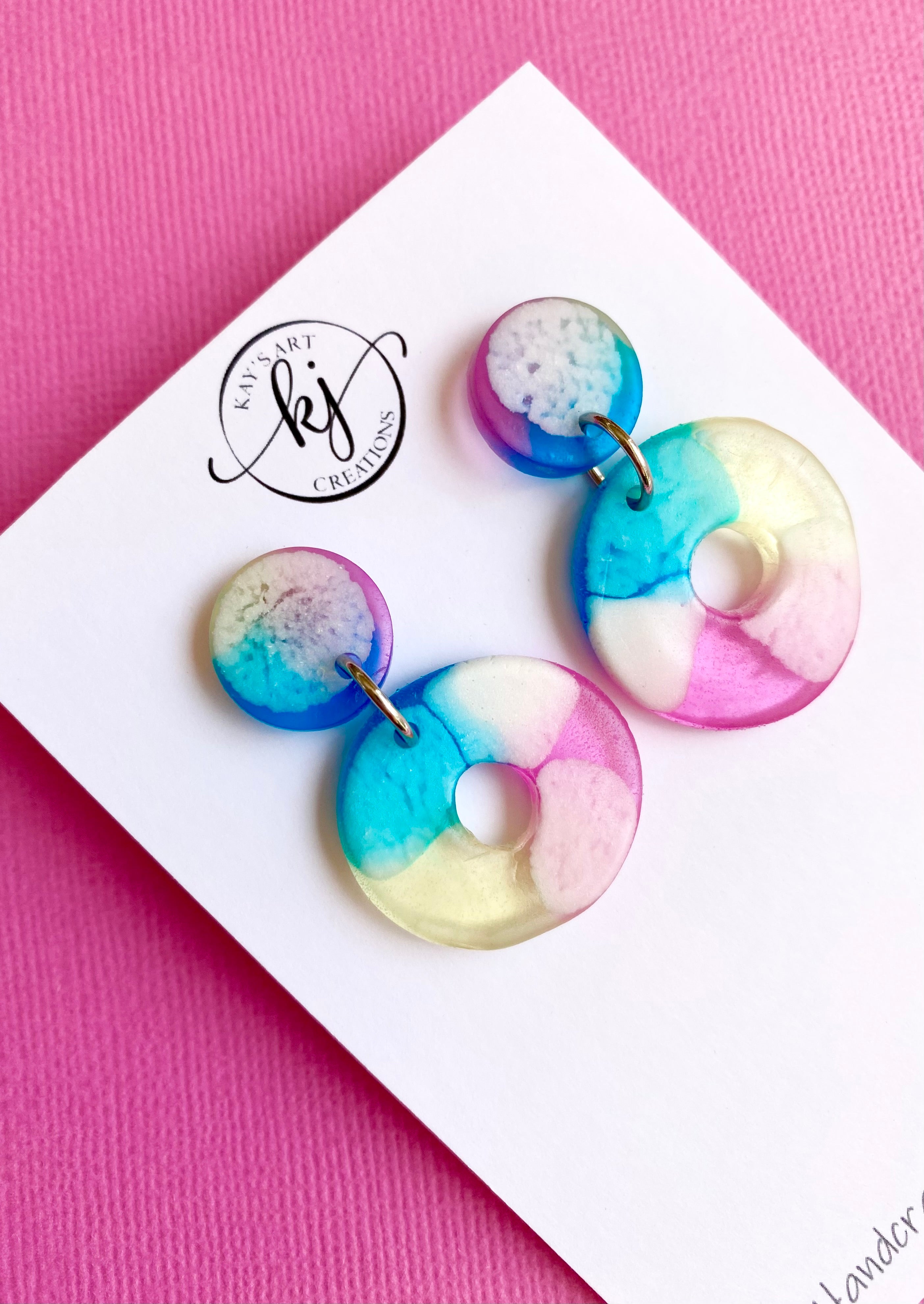 Handmade Rainbow Stud Hoop Earrings