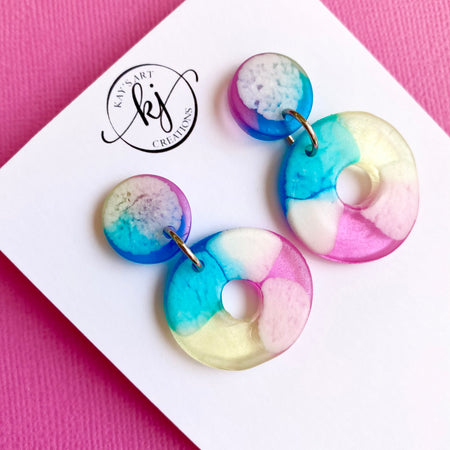 Handmade Rainbow Stud Hoop Earrings