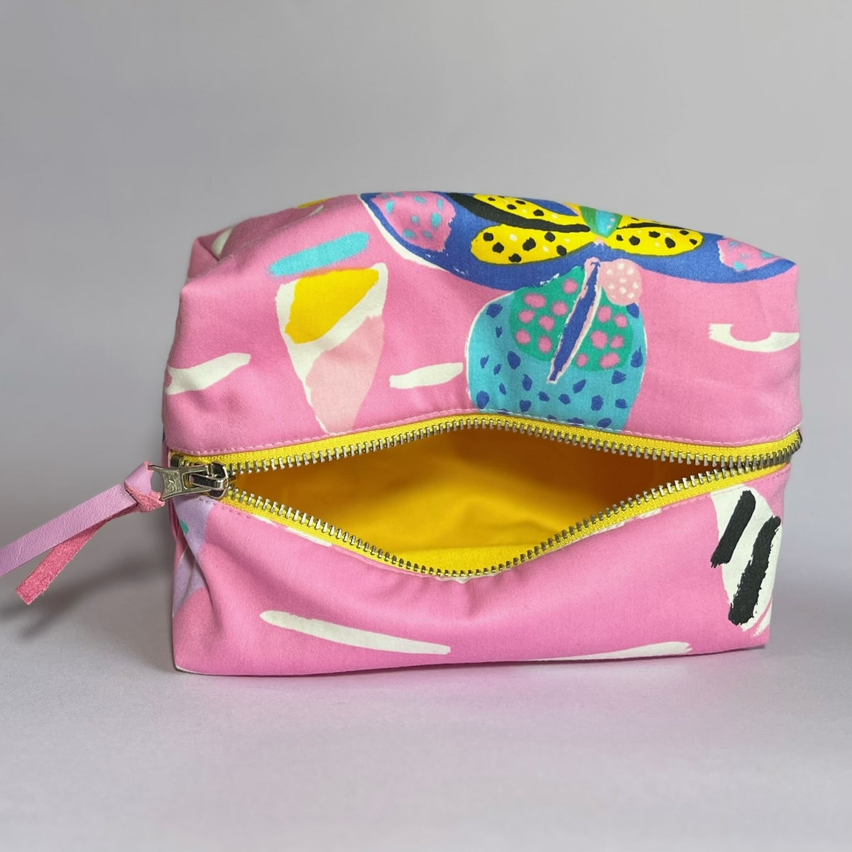 Pink, repurposed vintage fabric box POUCH