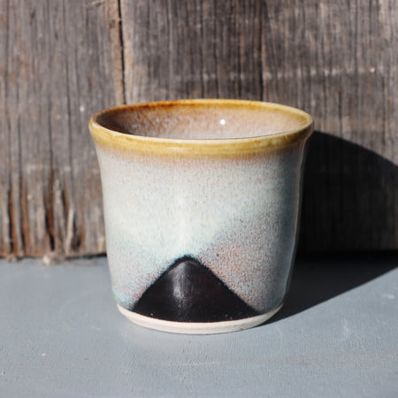 Hand Thrown Stoneware Espresso Cups: brown and white hand made