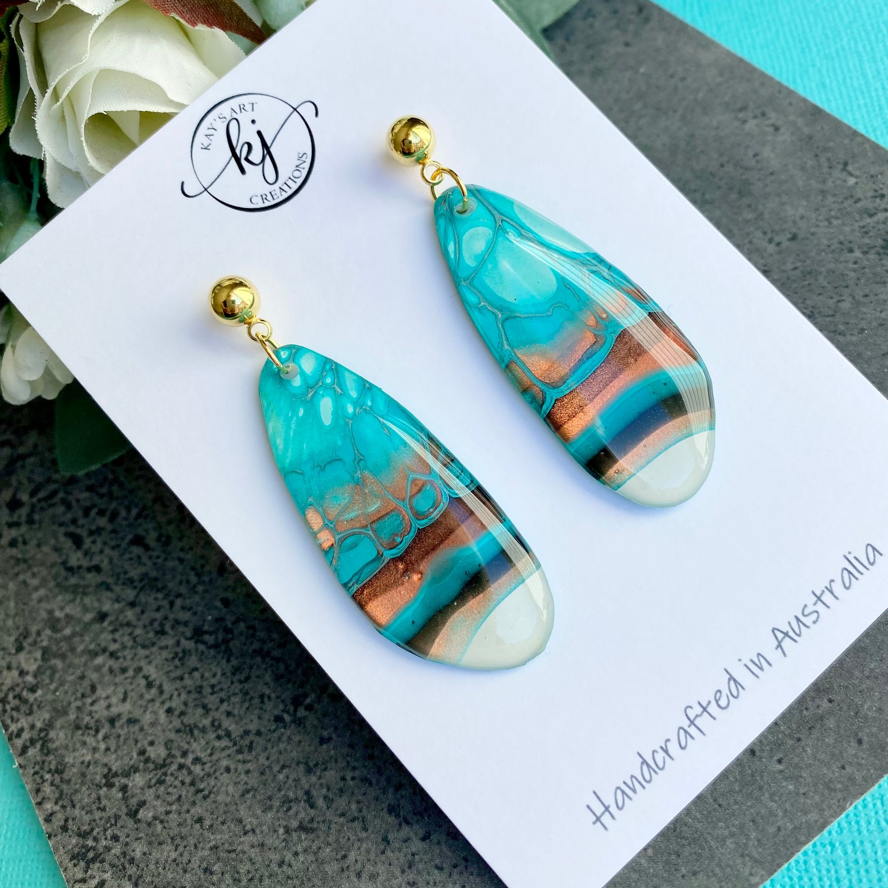 Original Art Turquoise Stud Earrings