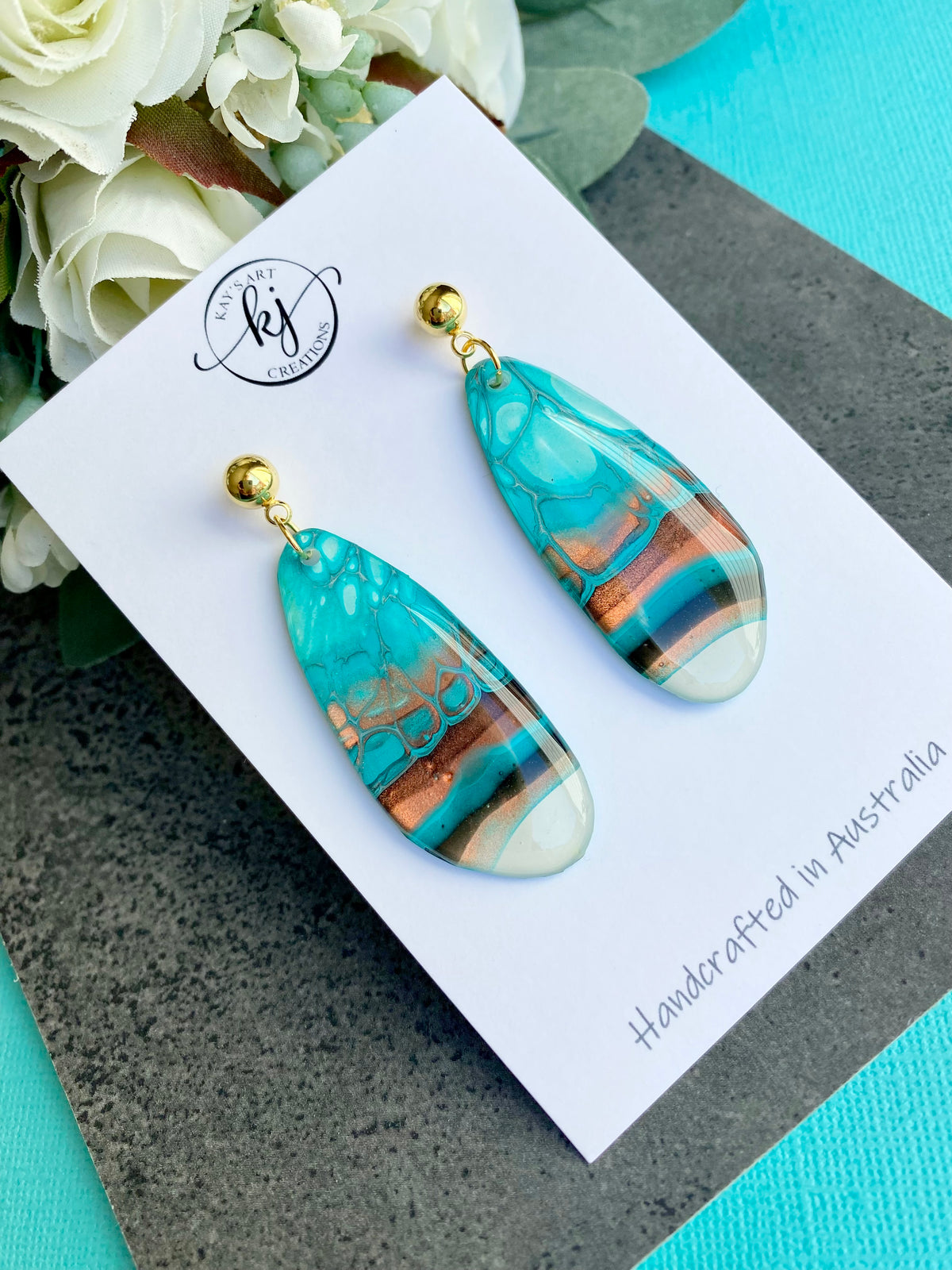 Original Art Turquoise Stud Earrings