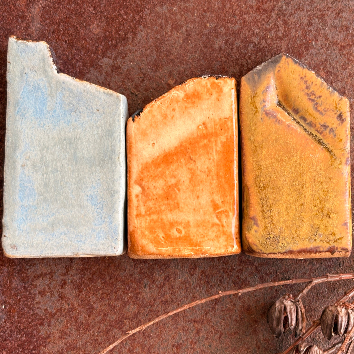 Mini Houses | Set of 3 | Rustic Village | Set #1 | Glazed Stoneware Clay