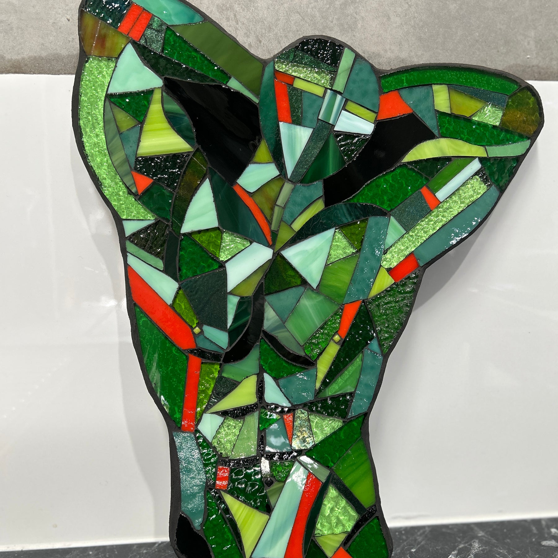 Stained Glass Abstract Green Man
