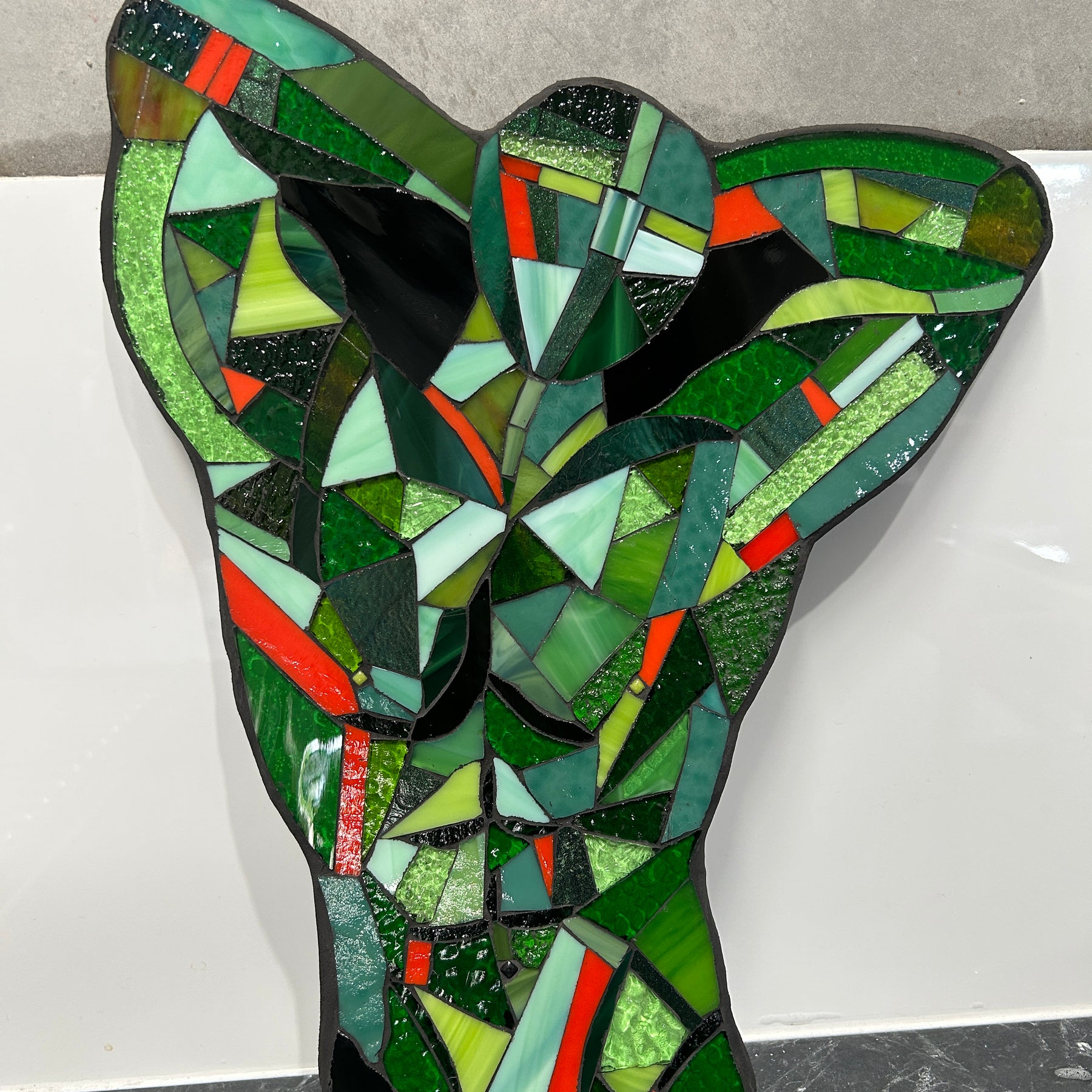 Stained Glass Abstract Green Man