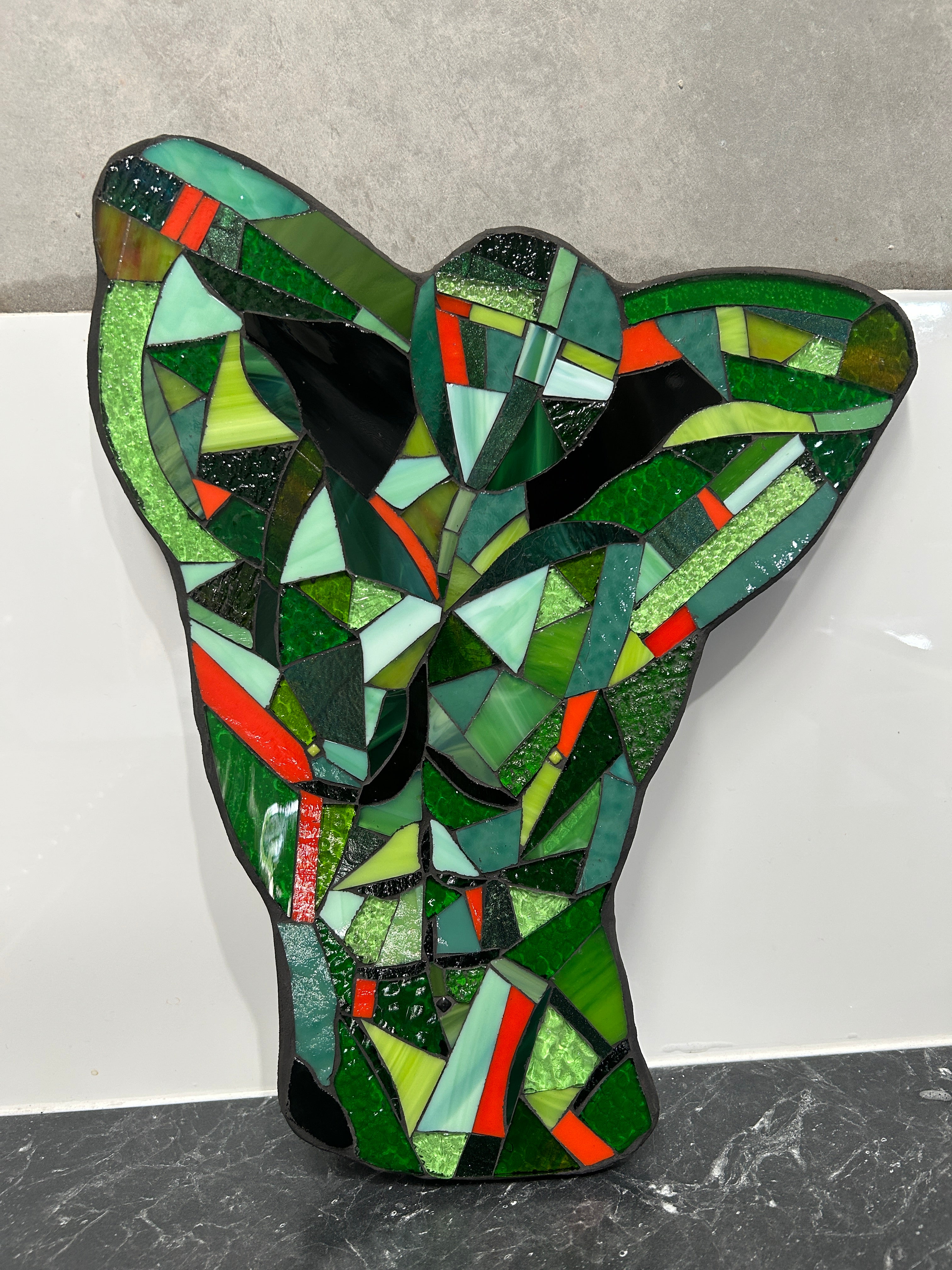 Stained Glass Abstract Green Man