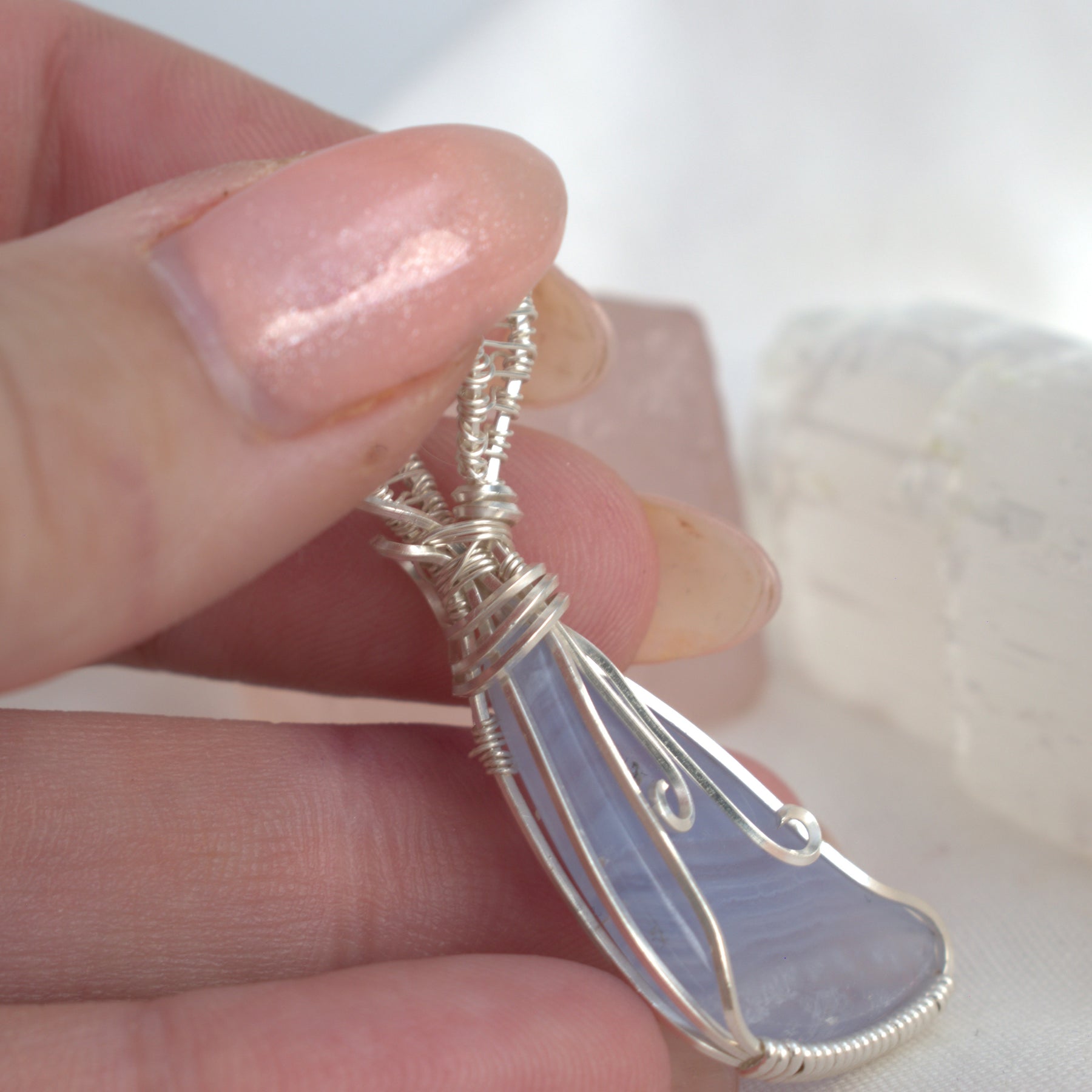 Whispering Sky - Blue Lace Agate Pendant