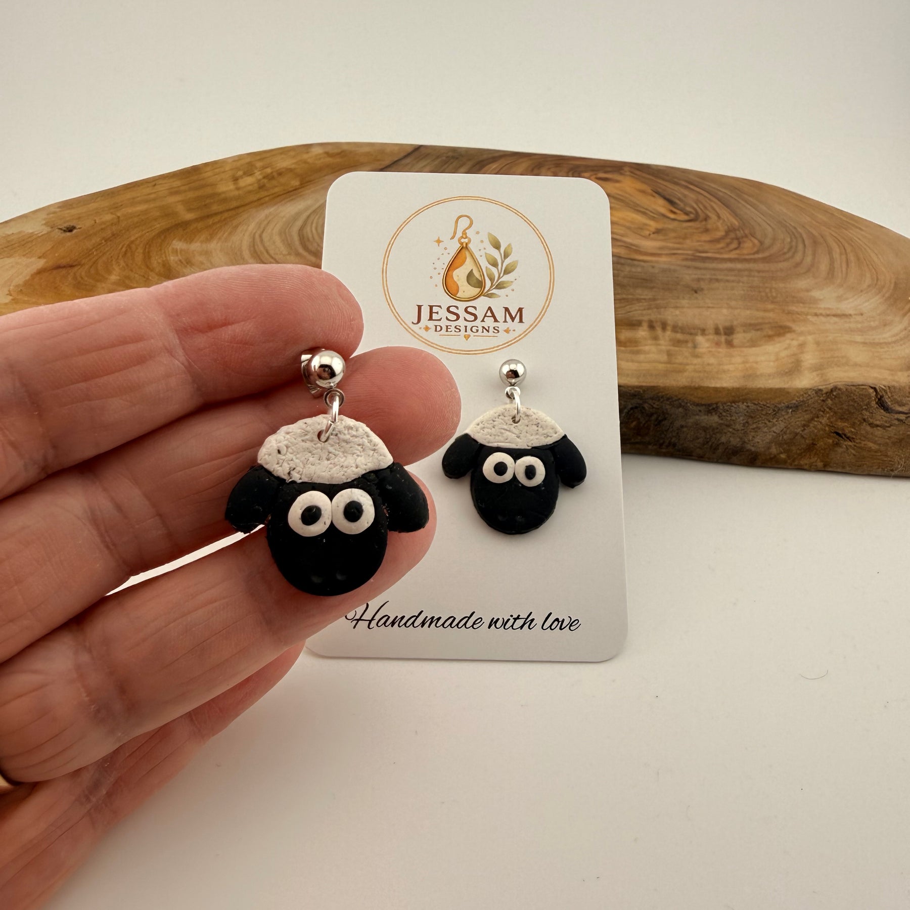 Black Sheep Polymer Clay Drop Earrings | Handmade Dangle Earrings