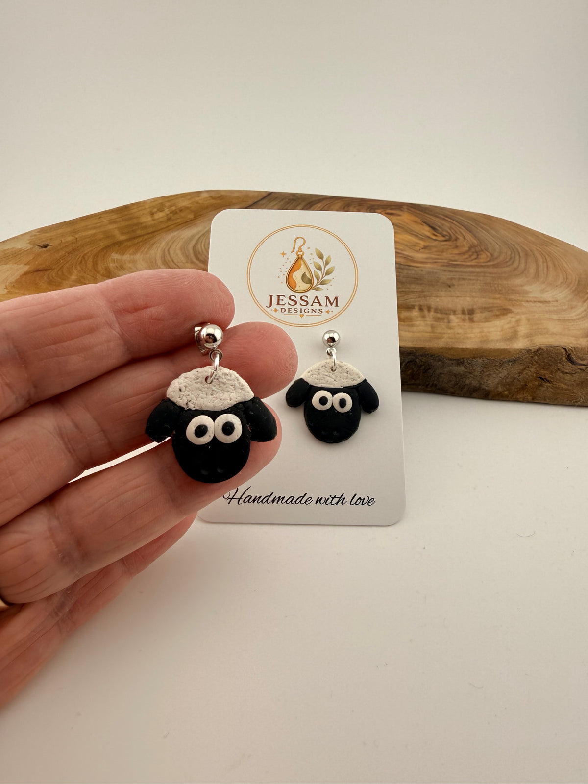 Black Sheep Polymer Clay Drop Earrings | Handmade Dangle Earrings
