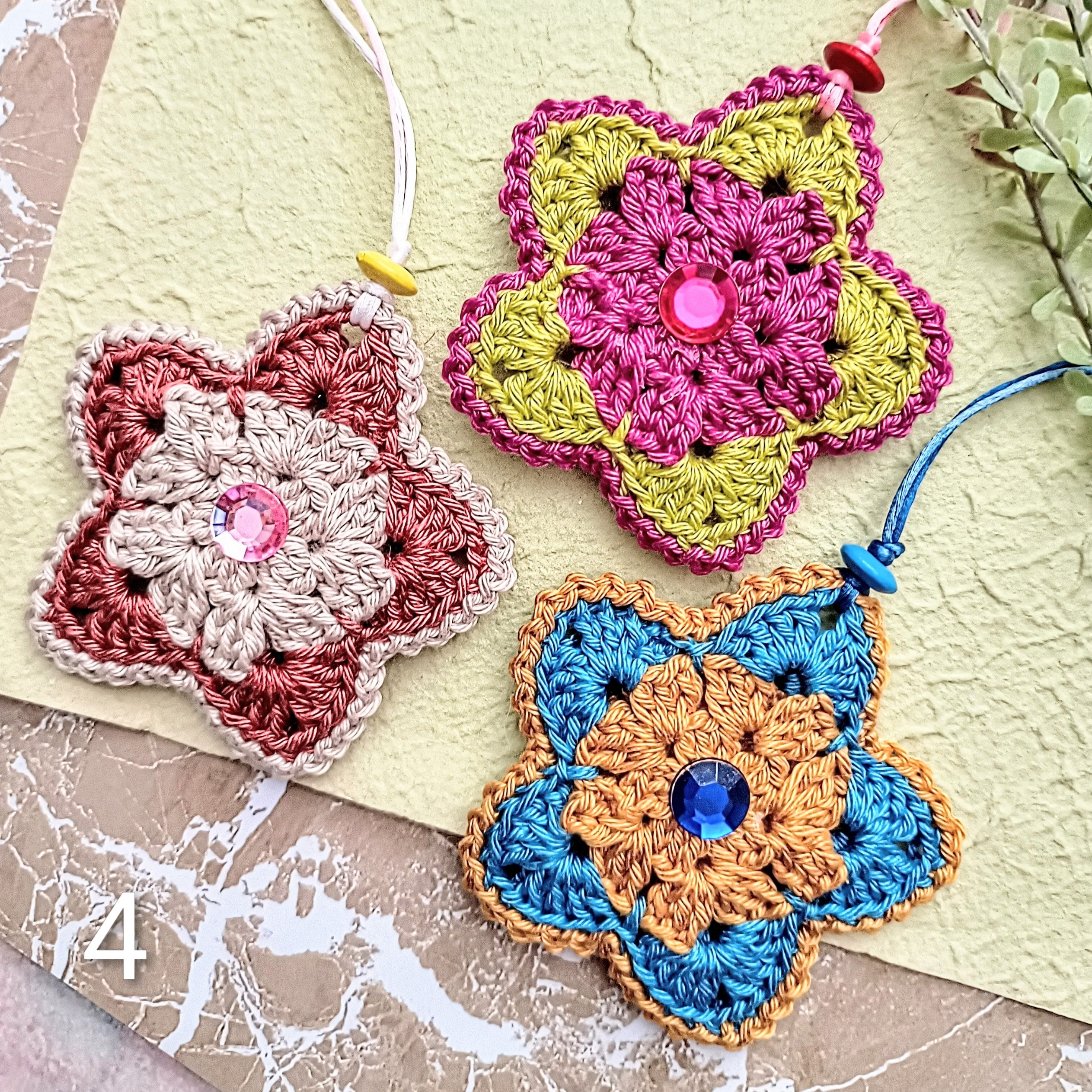 Set of 3 Crochet 'Twinkle' Star Decorations