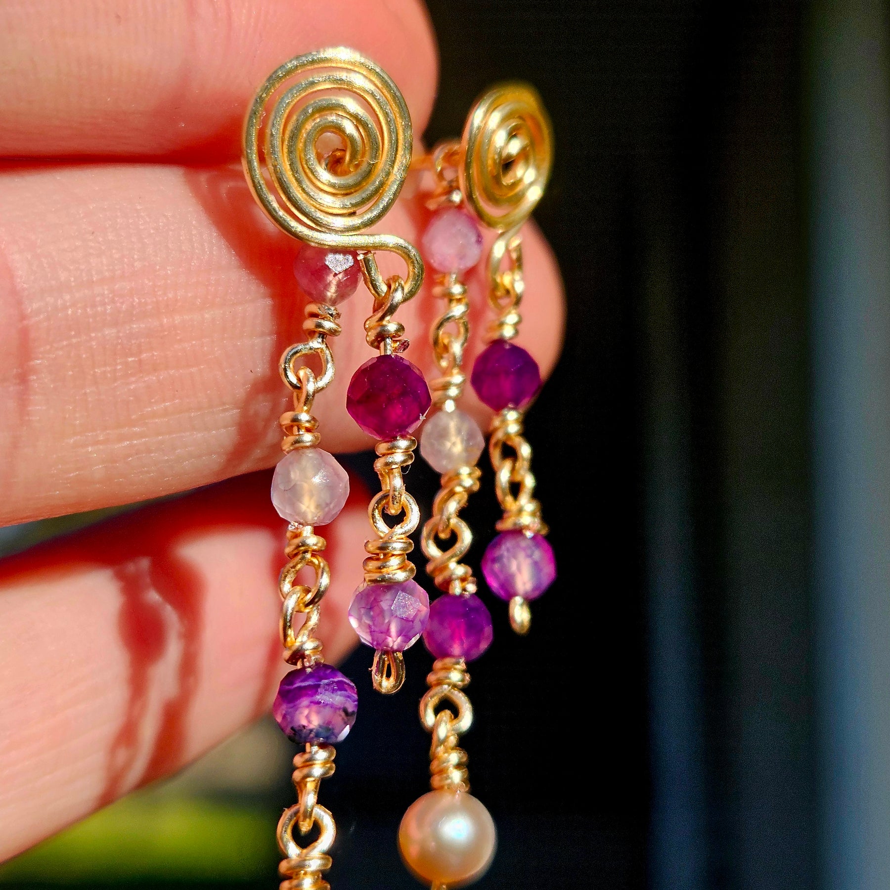 Freshwater Pearl & Fluorite Earrings