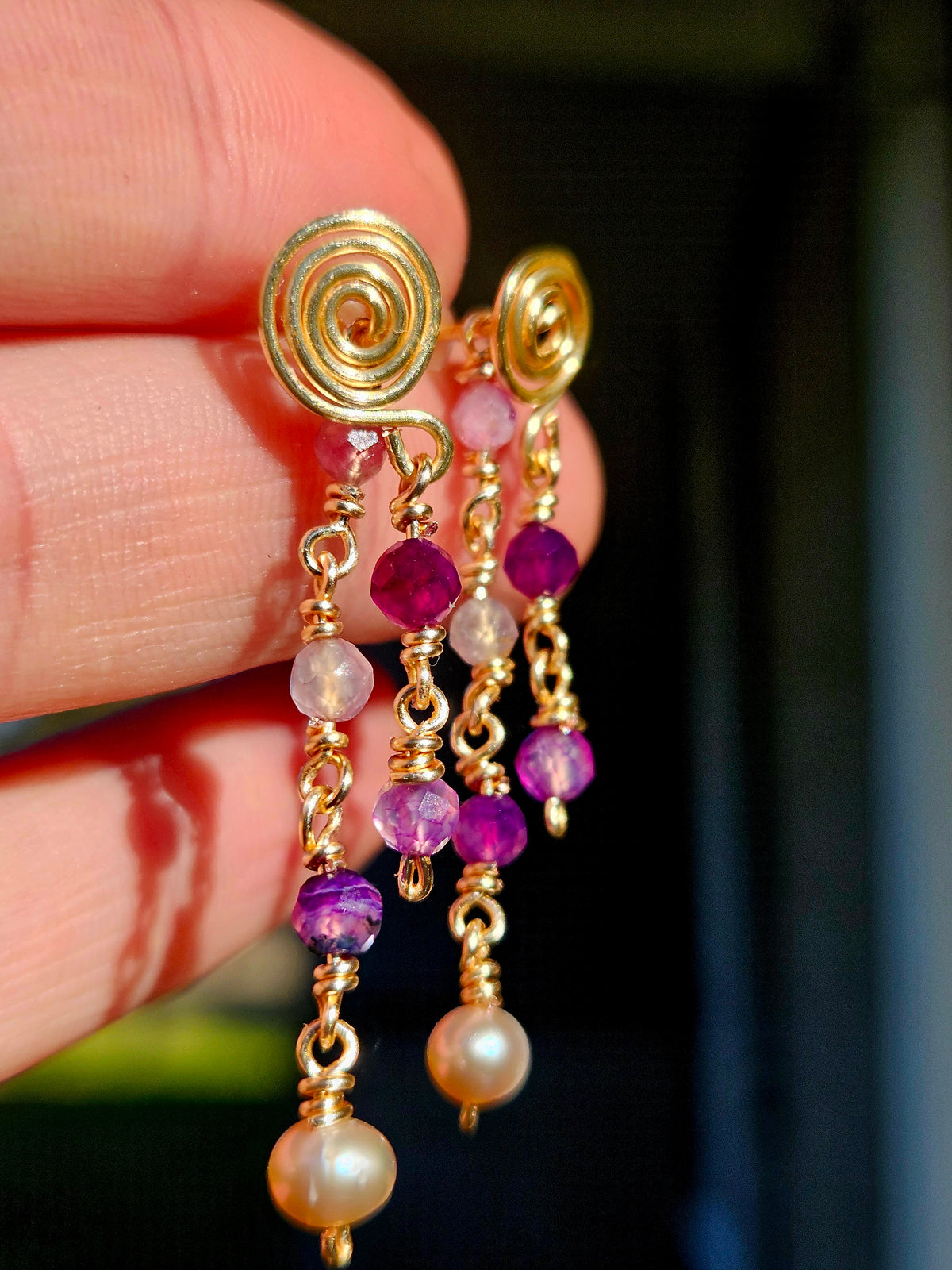 Freshwater Pearl & Fluorite Earrings