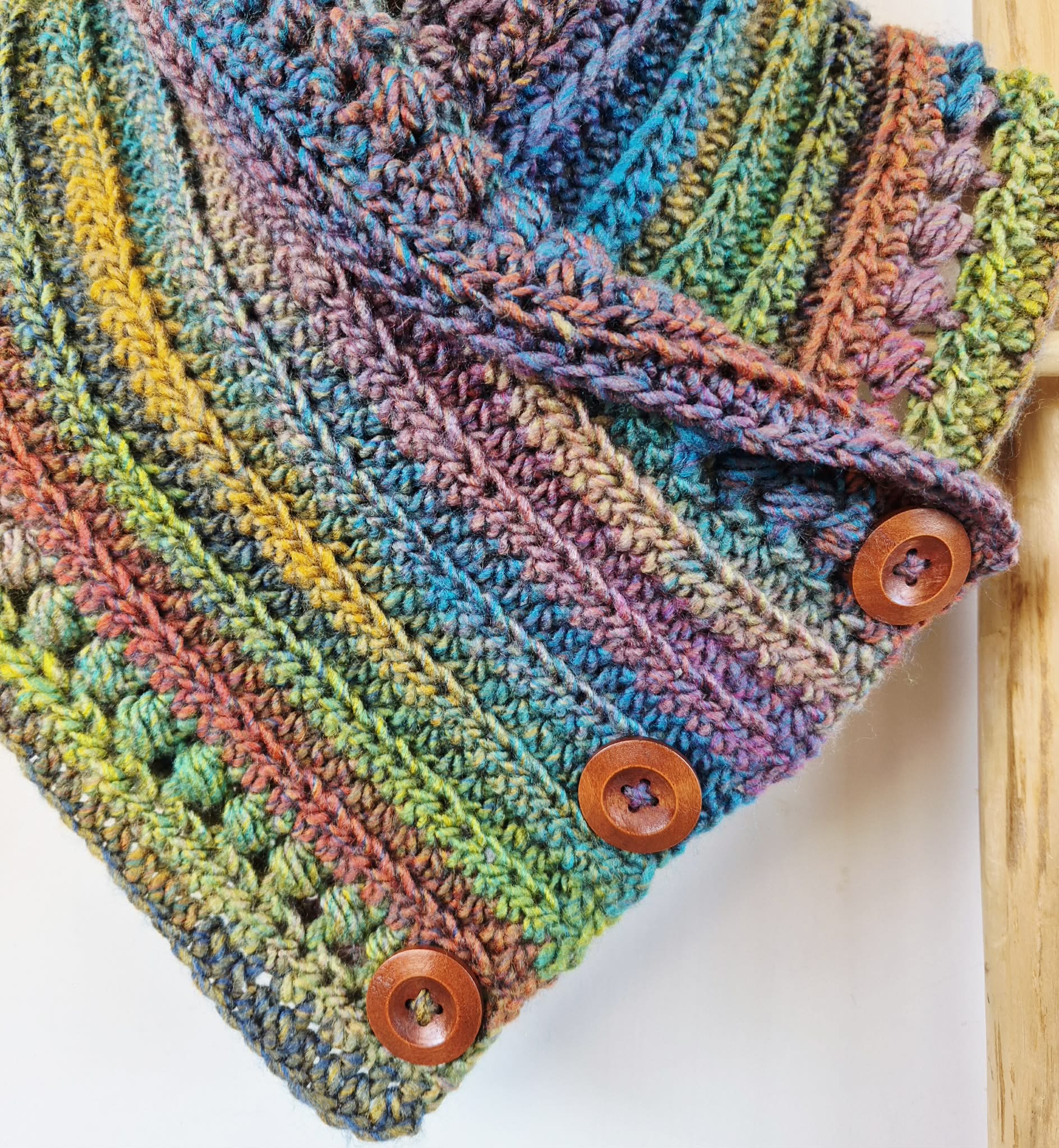 Ladies Neck warmer | Cowl | Scarf | Jewel Toned | Adult | Vintage | Crochet | Buttoned