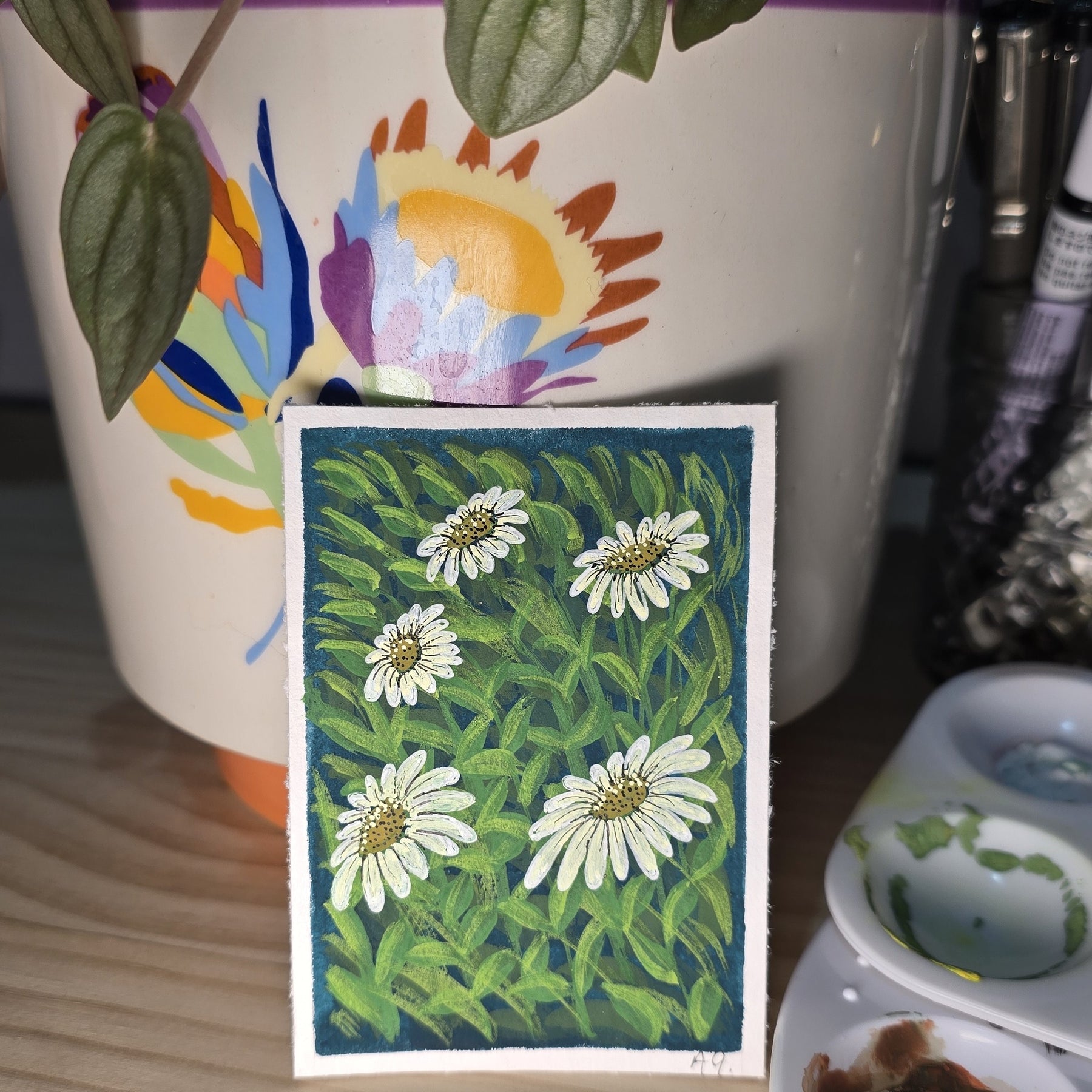 ACEO "Daisies #3" Mini Gouache 2.5x3.5 inches