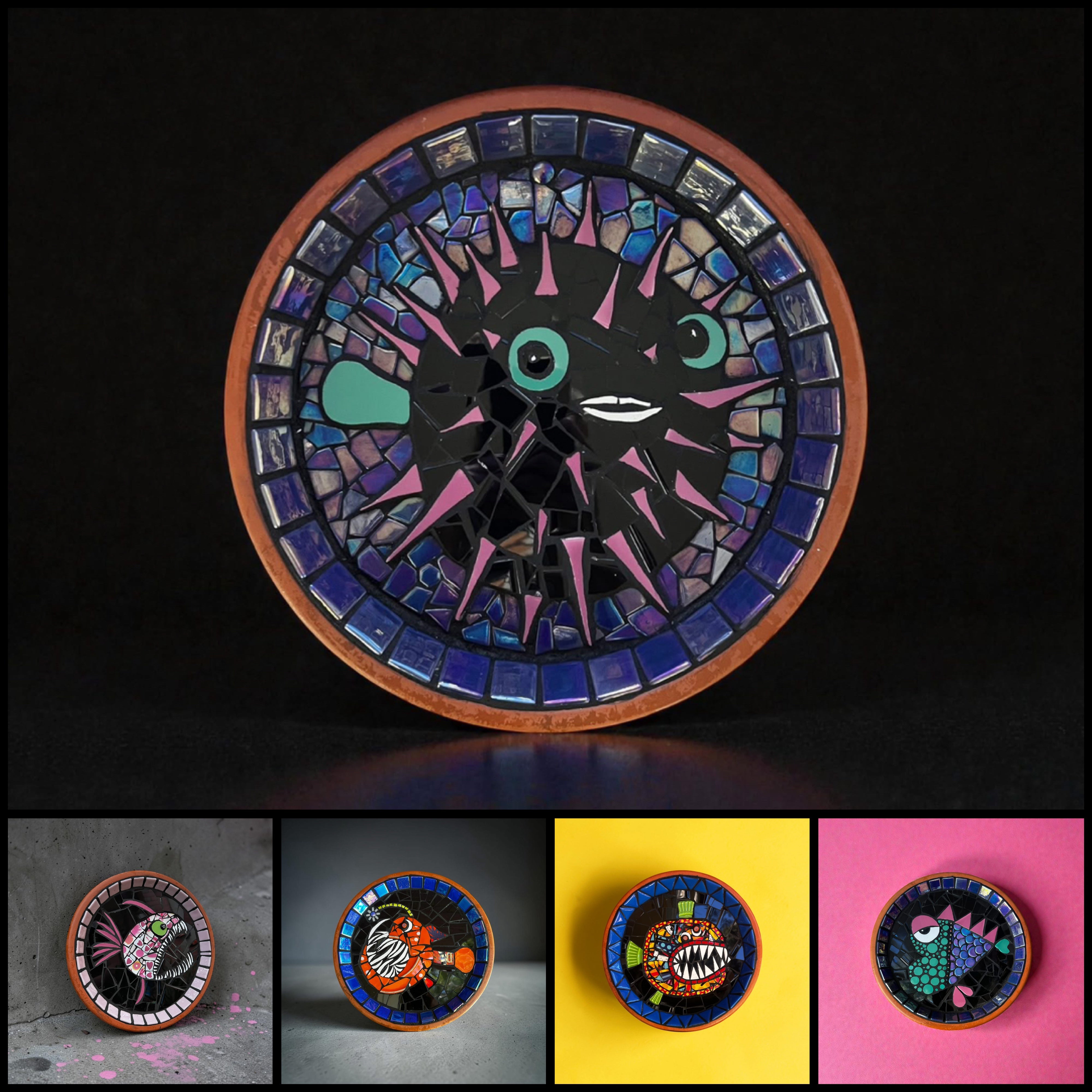 Mosaic Birdbaths ‘ Crazed Fishies ‘.