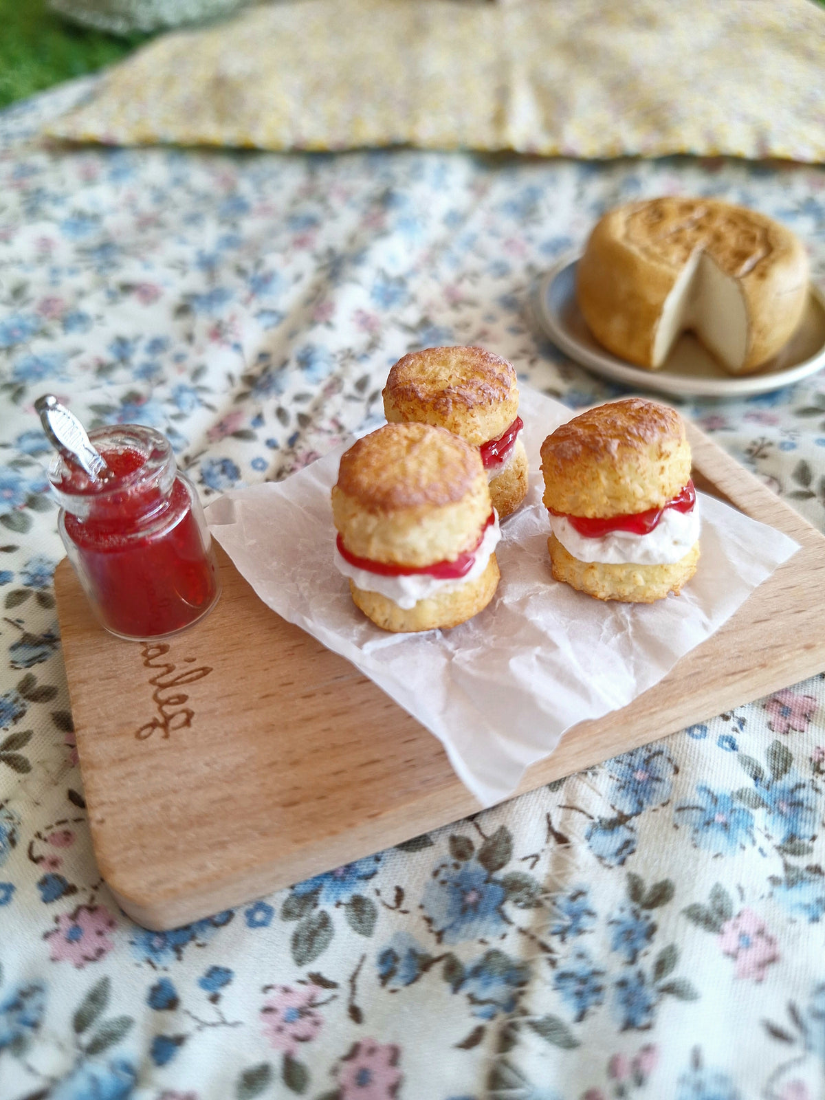 Jam and cream filled scone (with Jam Jar)