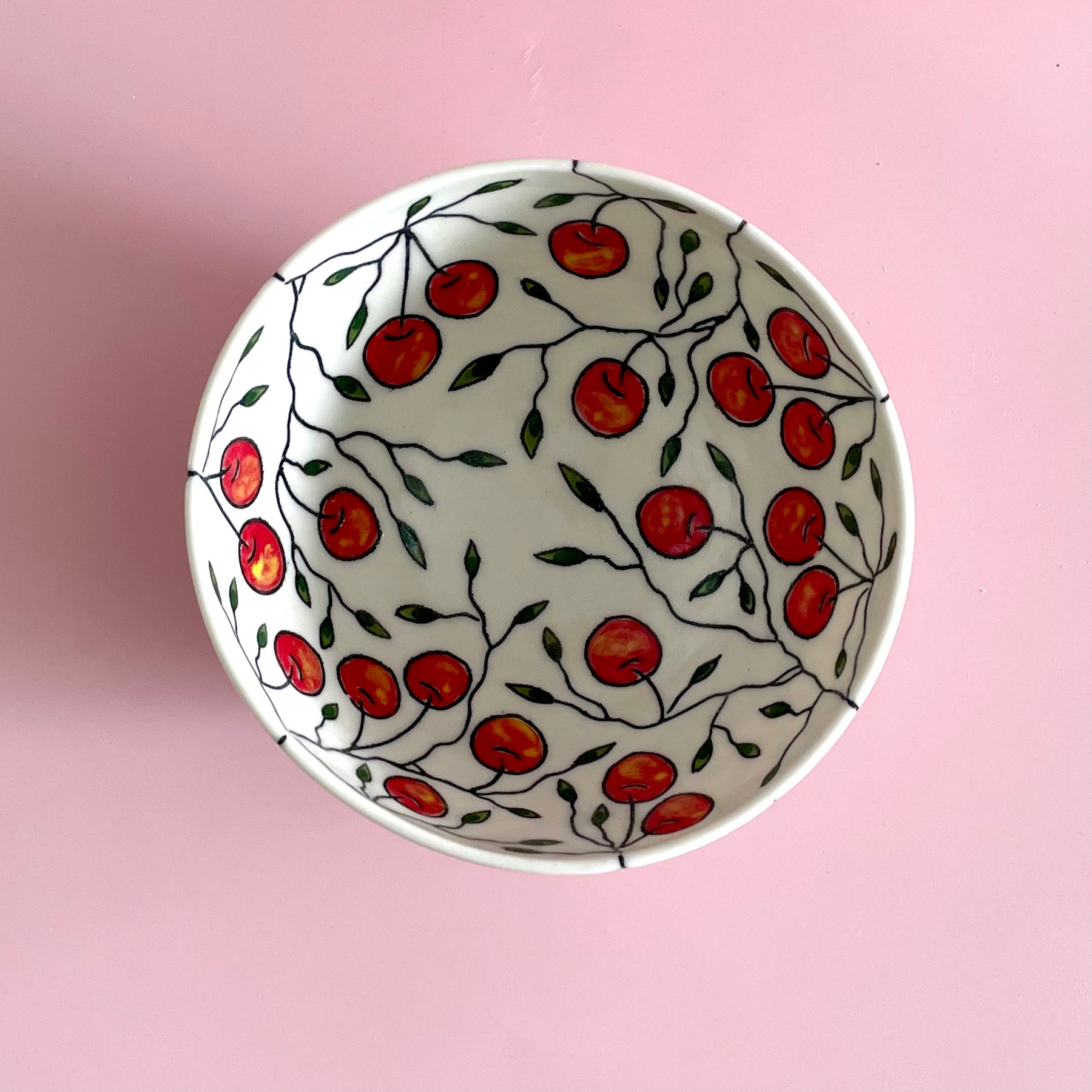 Small porcelain bowl with cherry design