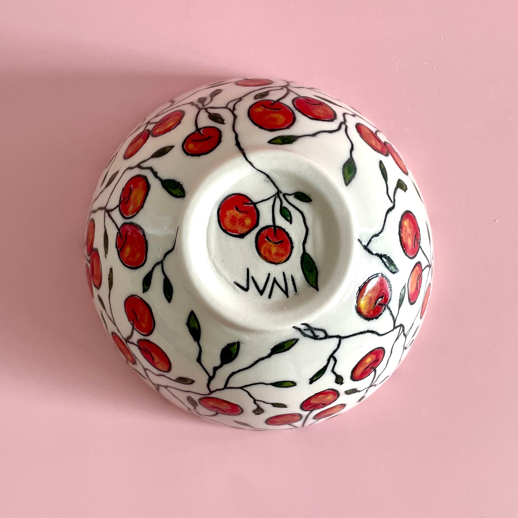Small porcelain bowl with cherry design