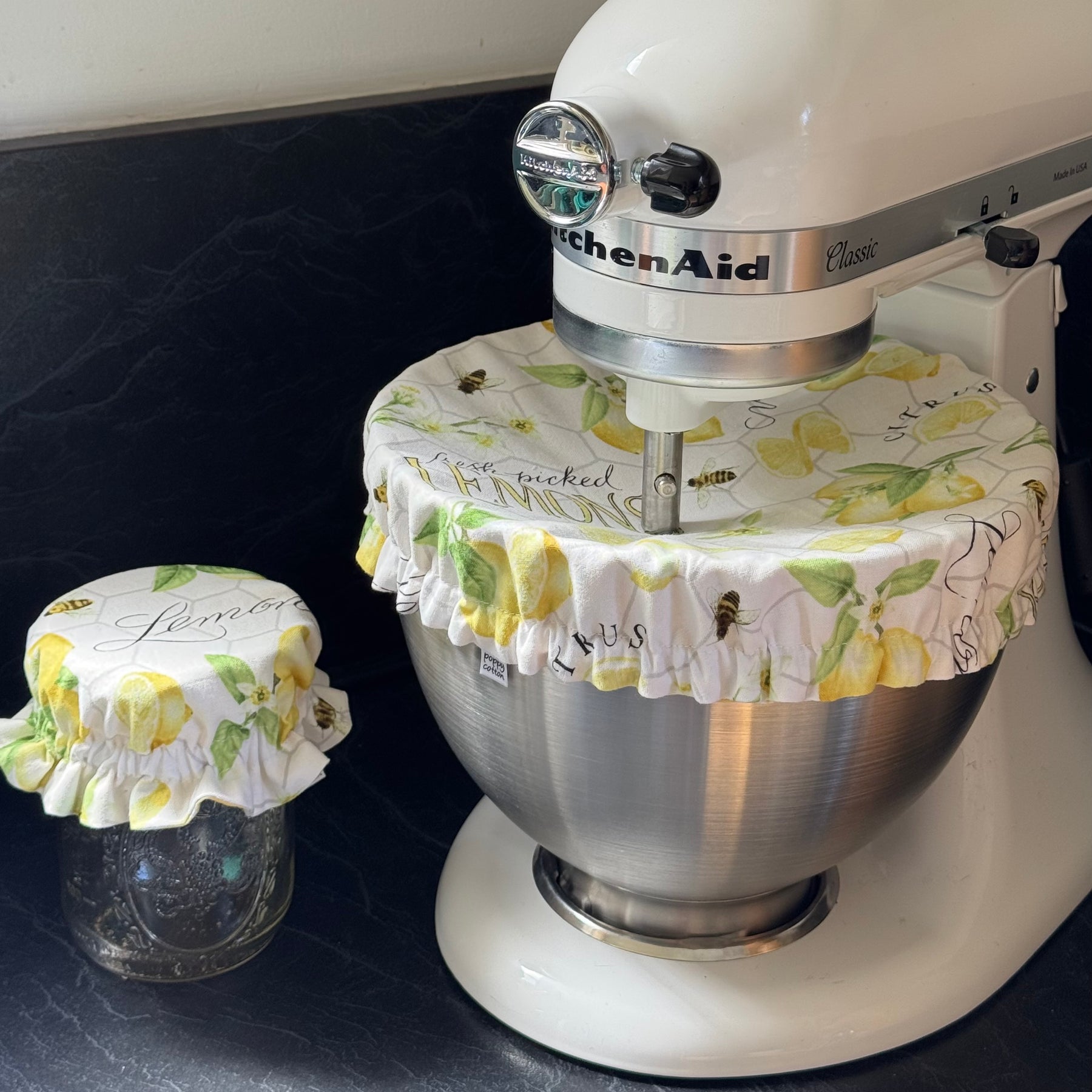 Fresh Picked Lemons Reversible Fabric Bowl Cover – Yellow Gingham – Handmade in Tasmania