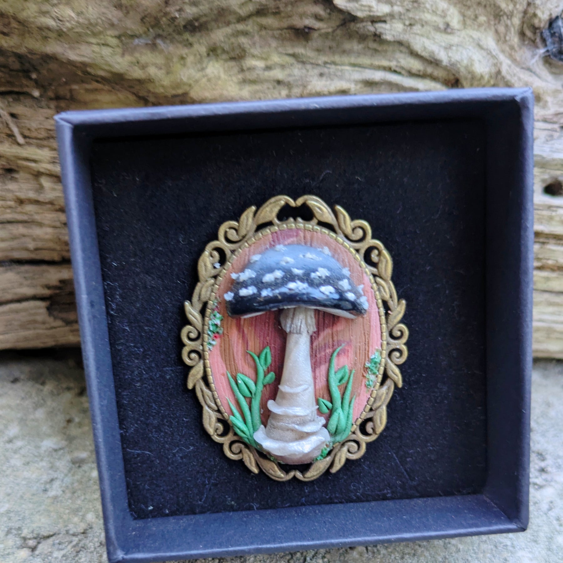 Black Mushroom Brooch