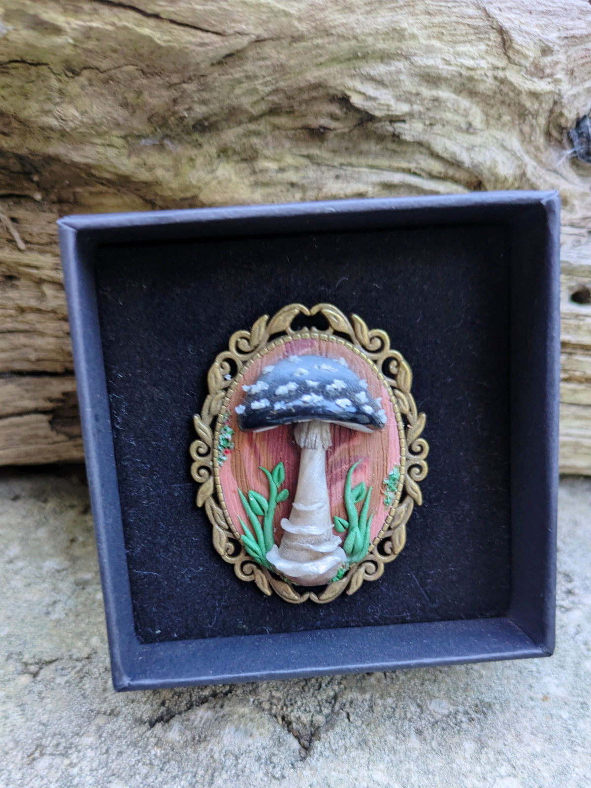 Black Mushroom Brooch