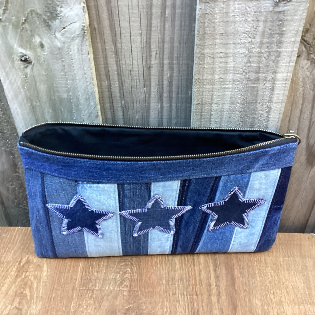 Upcycled Denim Pencil Case – Three Denim Stars