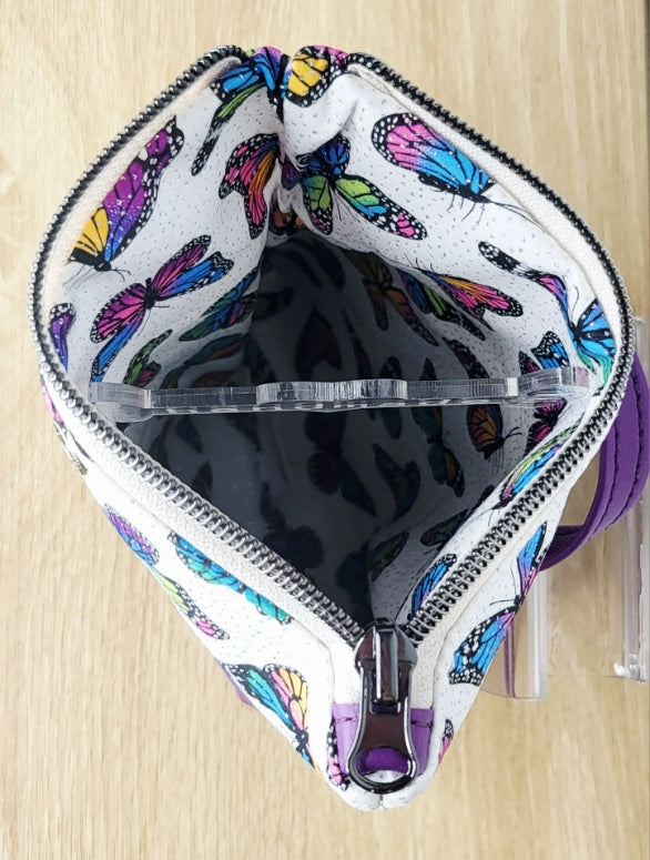 Fill Me Up Fold Over Pouch/Purple Glitter Butterflies