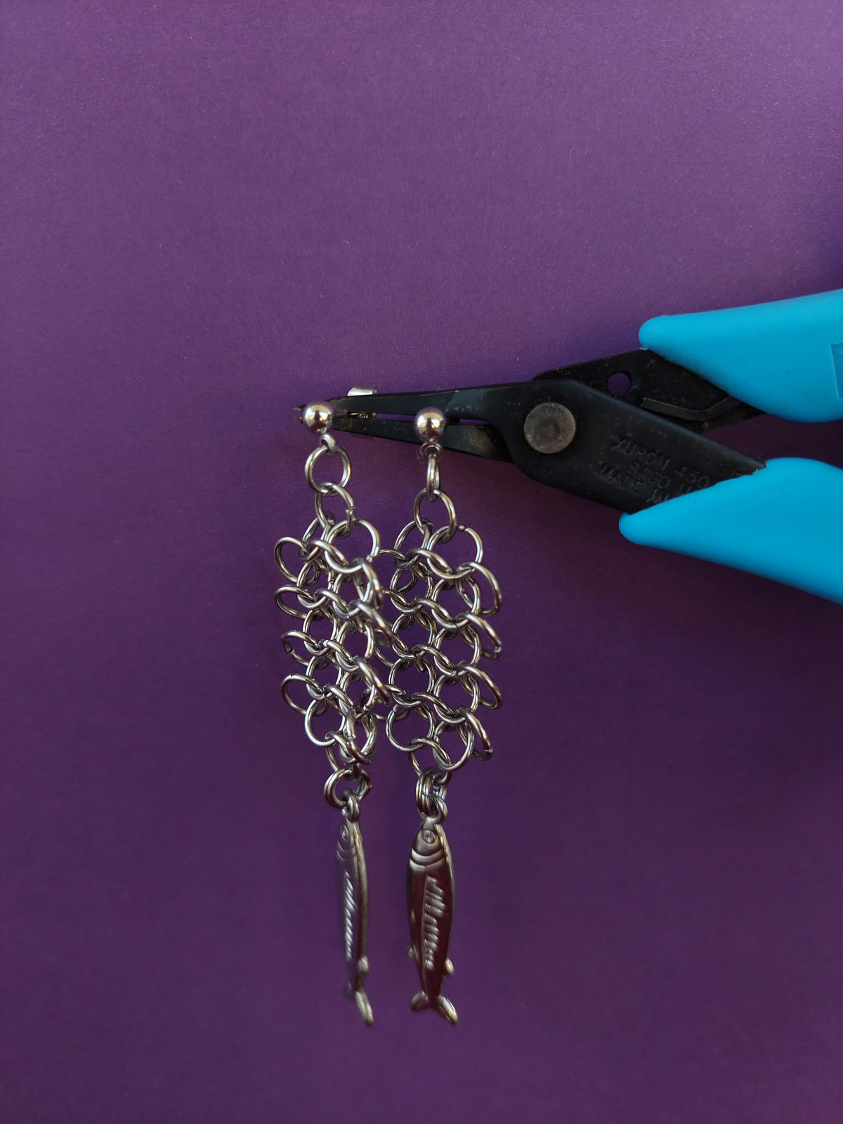 Fishy chainmaille earrings