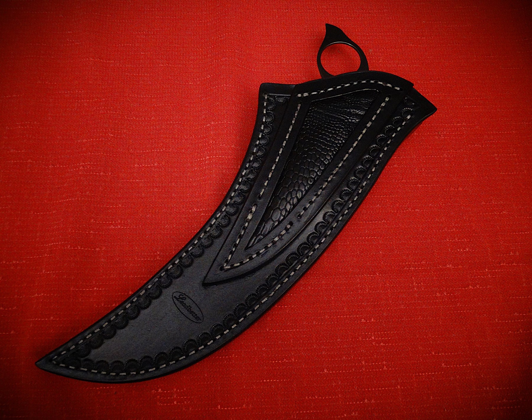 Art knife exotic leather sheath wood timber