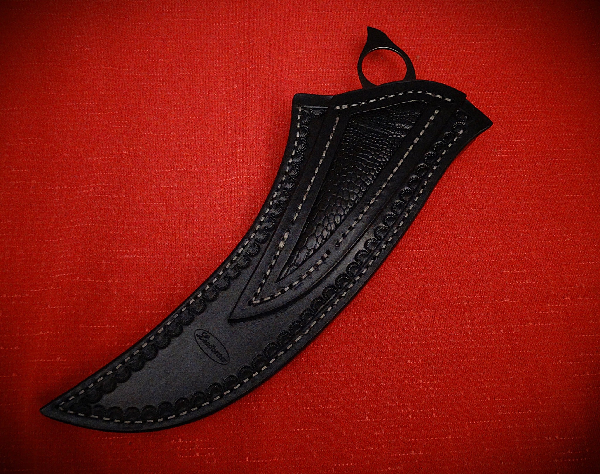 Art knife exotic leather sheath wood timber
