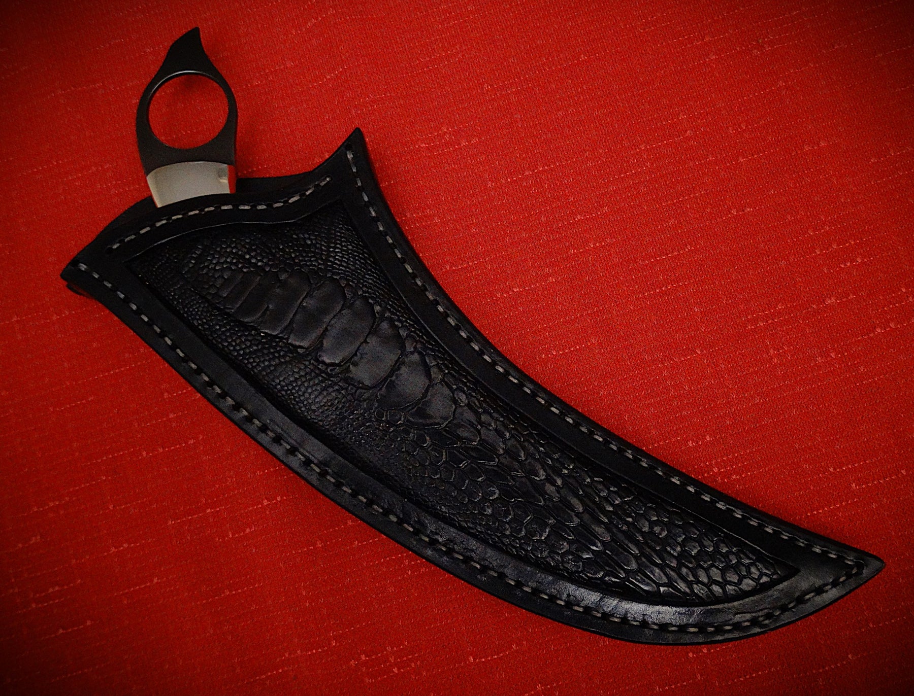 Art knife exotic leather sheath wood timber