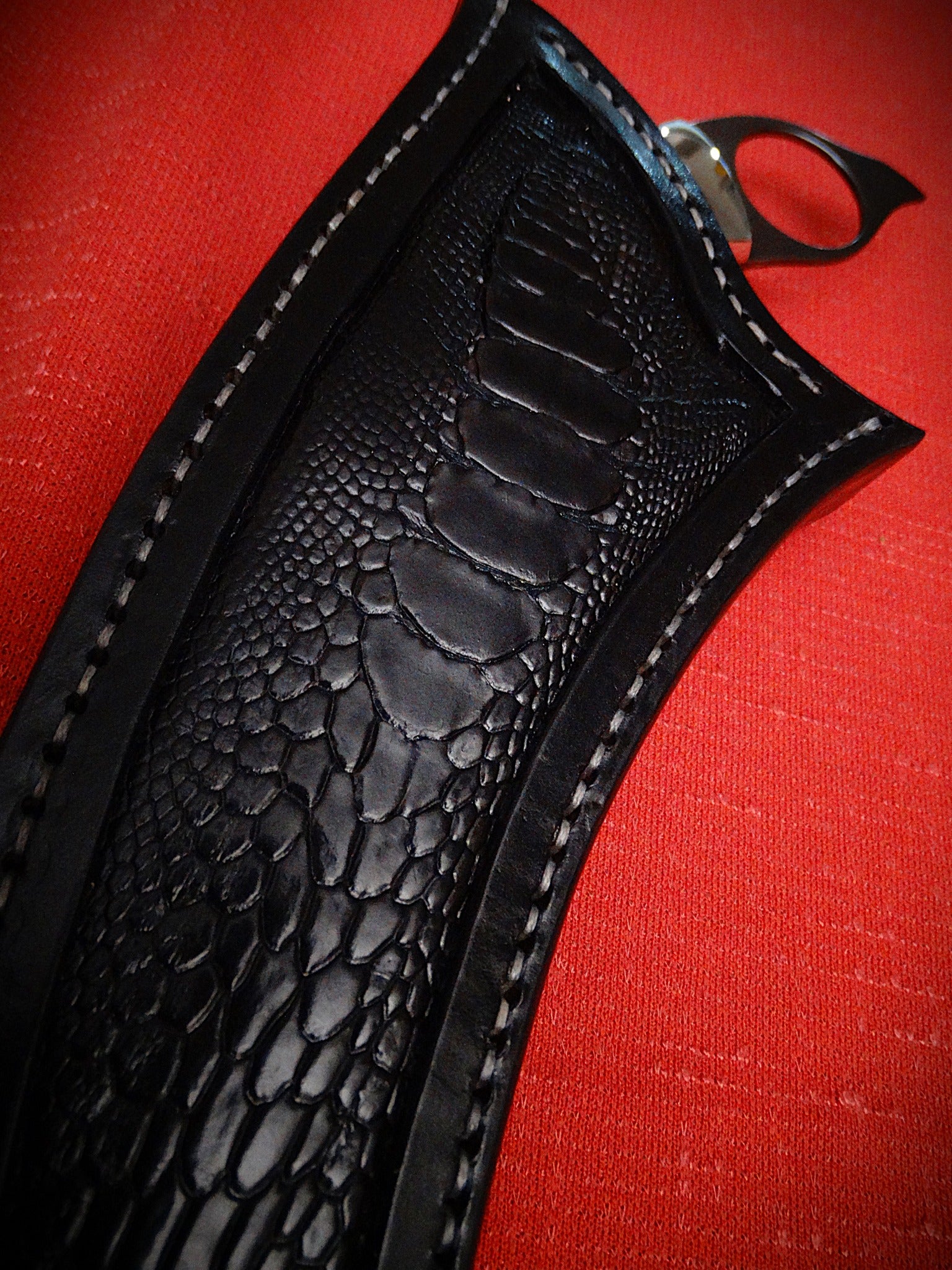 Art knife exotic leather sheath wood timber