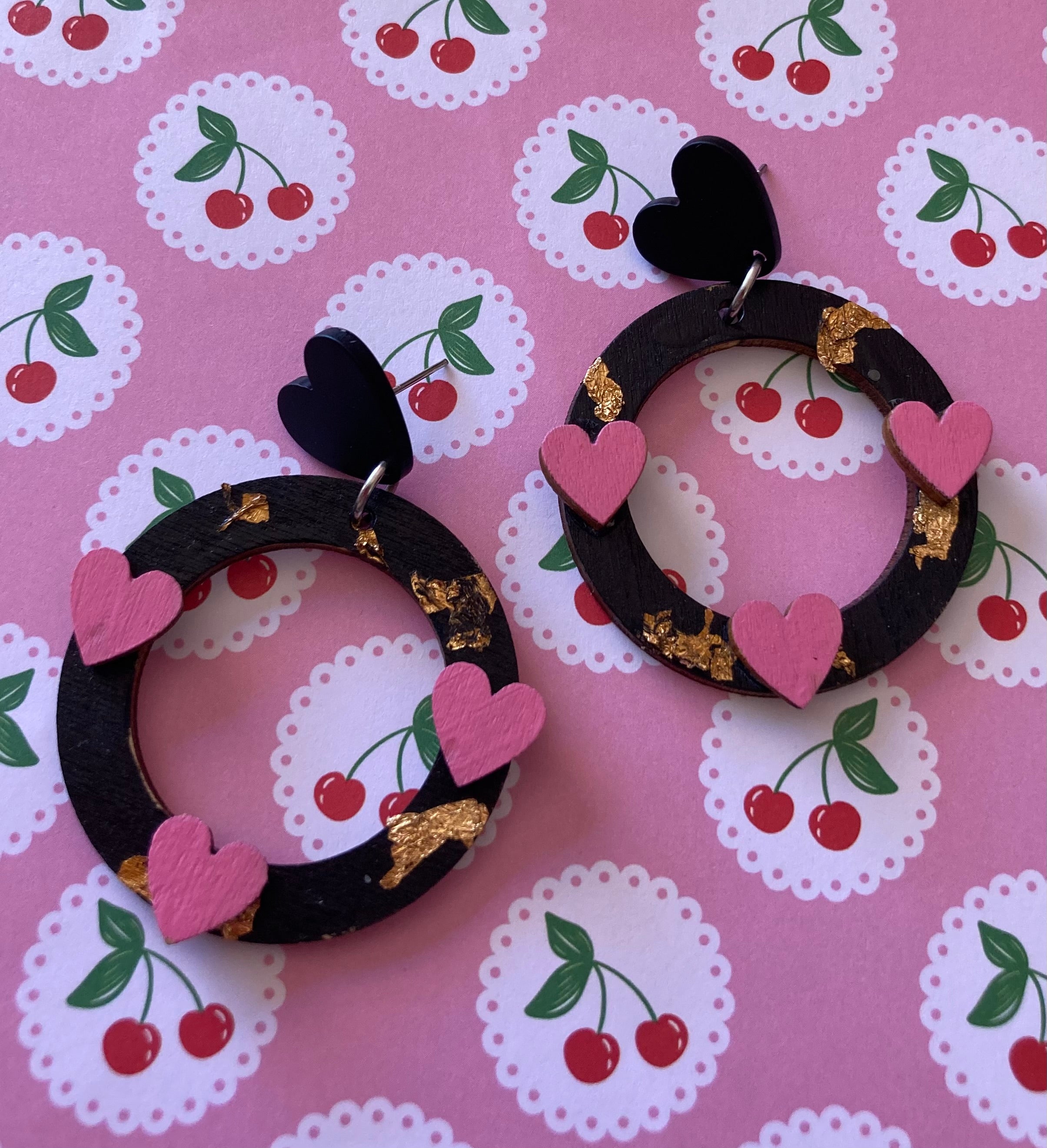 Hand painted Valentines earrings