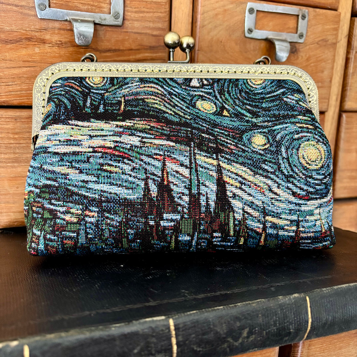 Kiss Lock Handbag - Starry Night