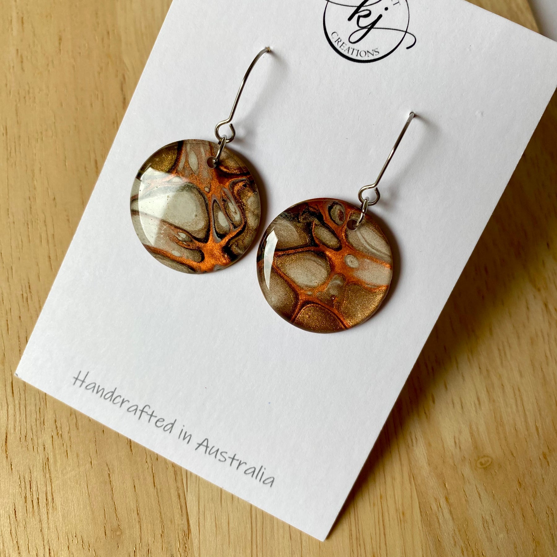 Autumn Tones Abstract Art Dangle Earrings