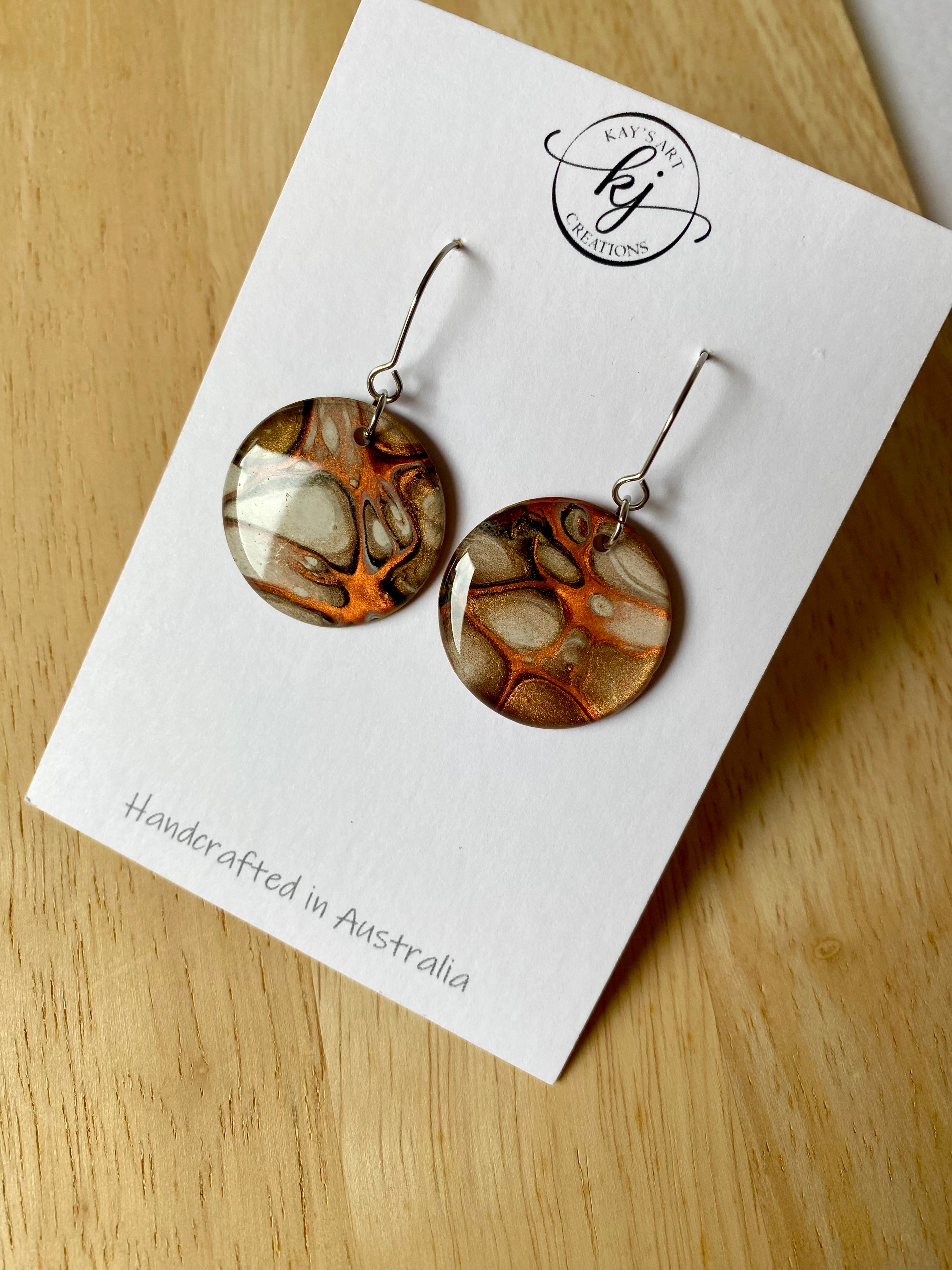 Autumn Tones Abstract Art Dangle Earrings