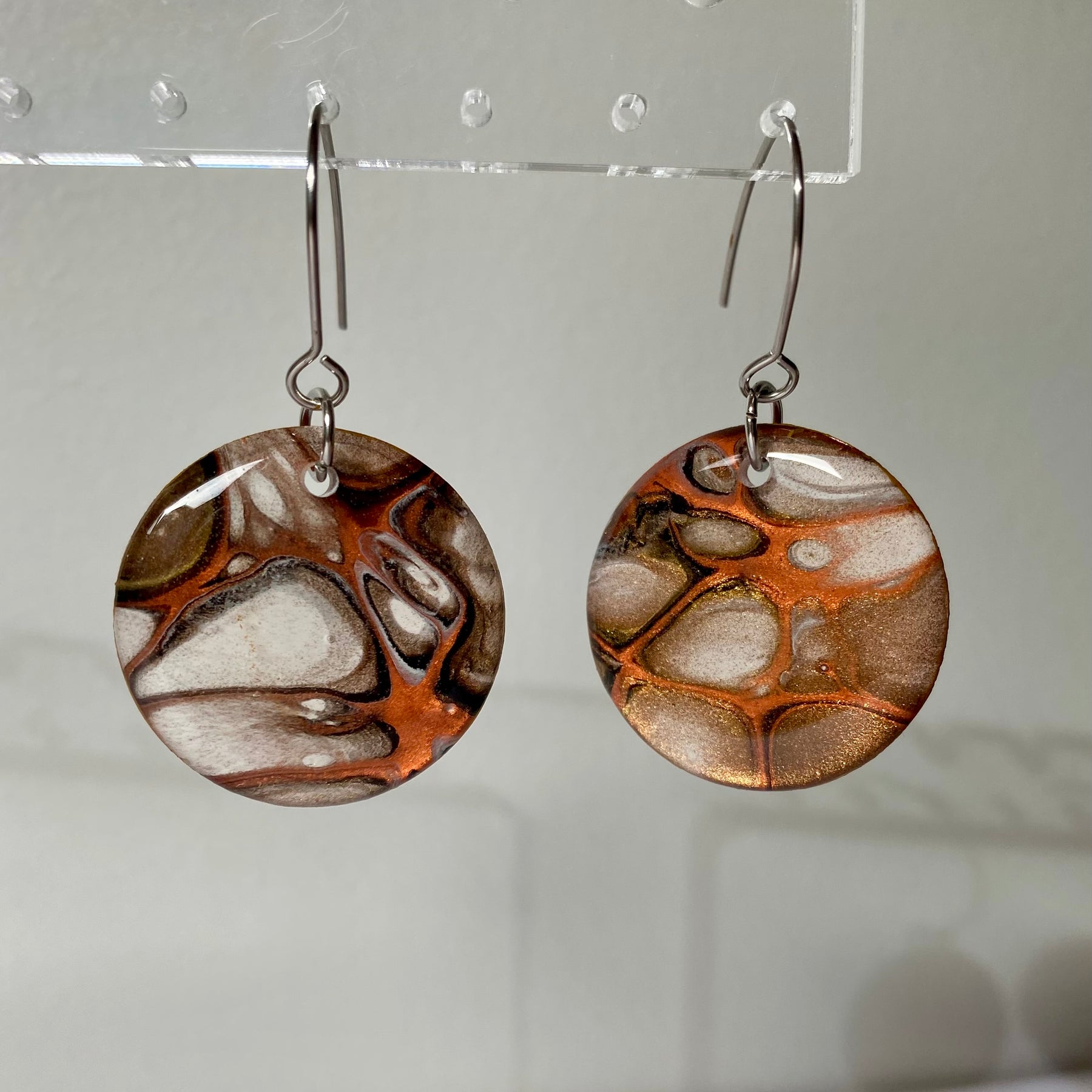 Autumn Tones Abstract Art Dangle Earrings