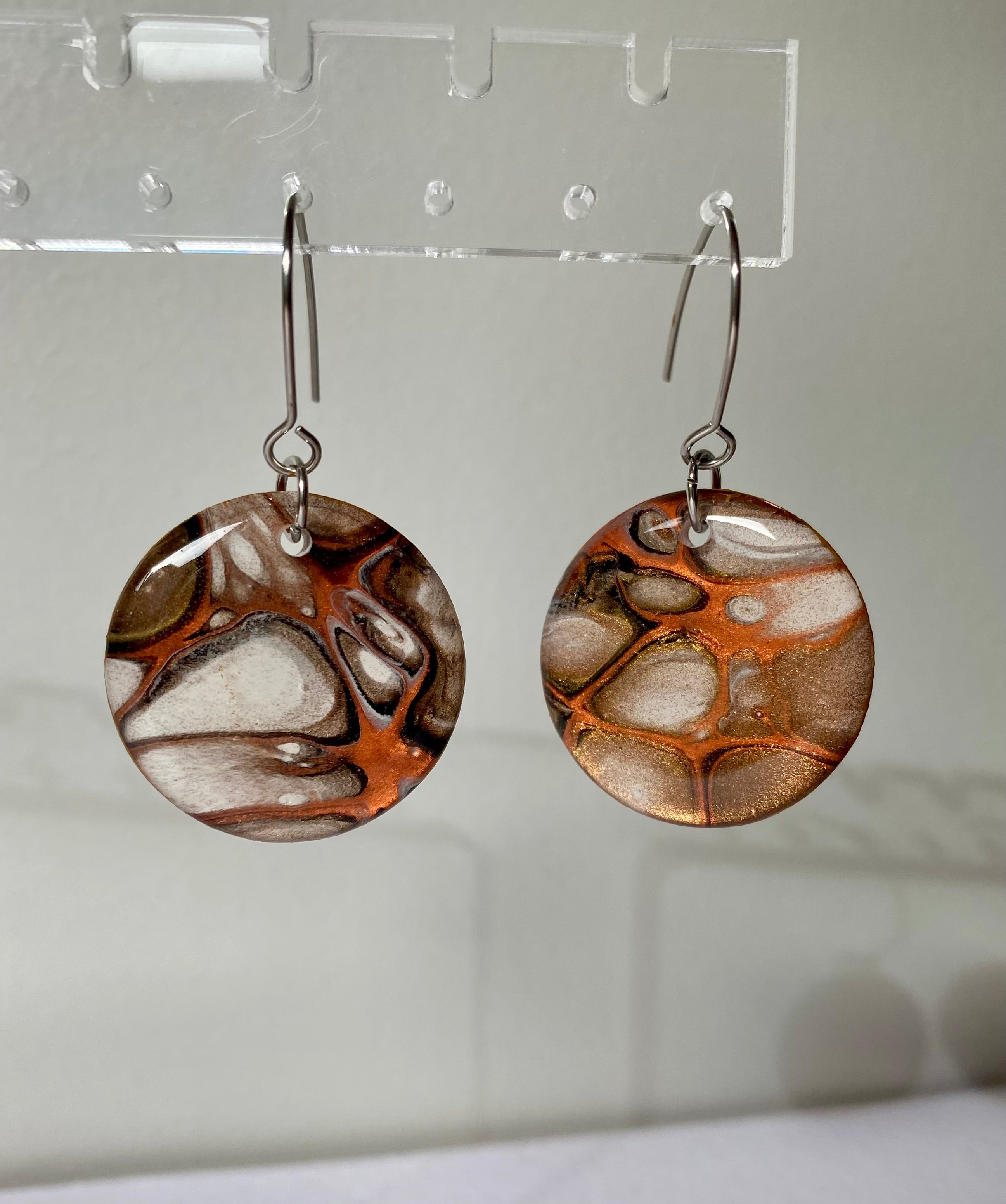 Autumn Tones Abstract Art Dangle Earrings