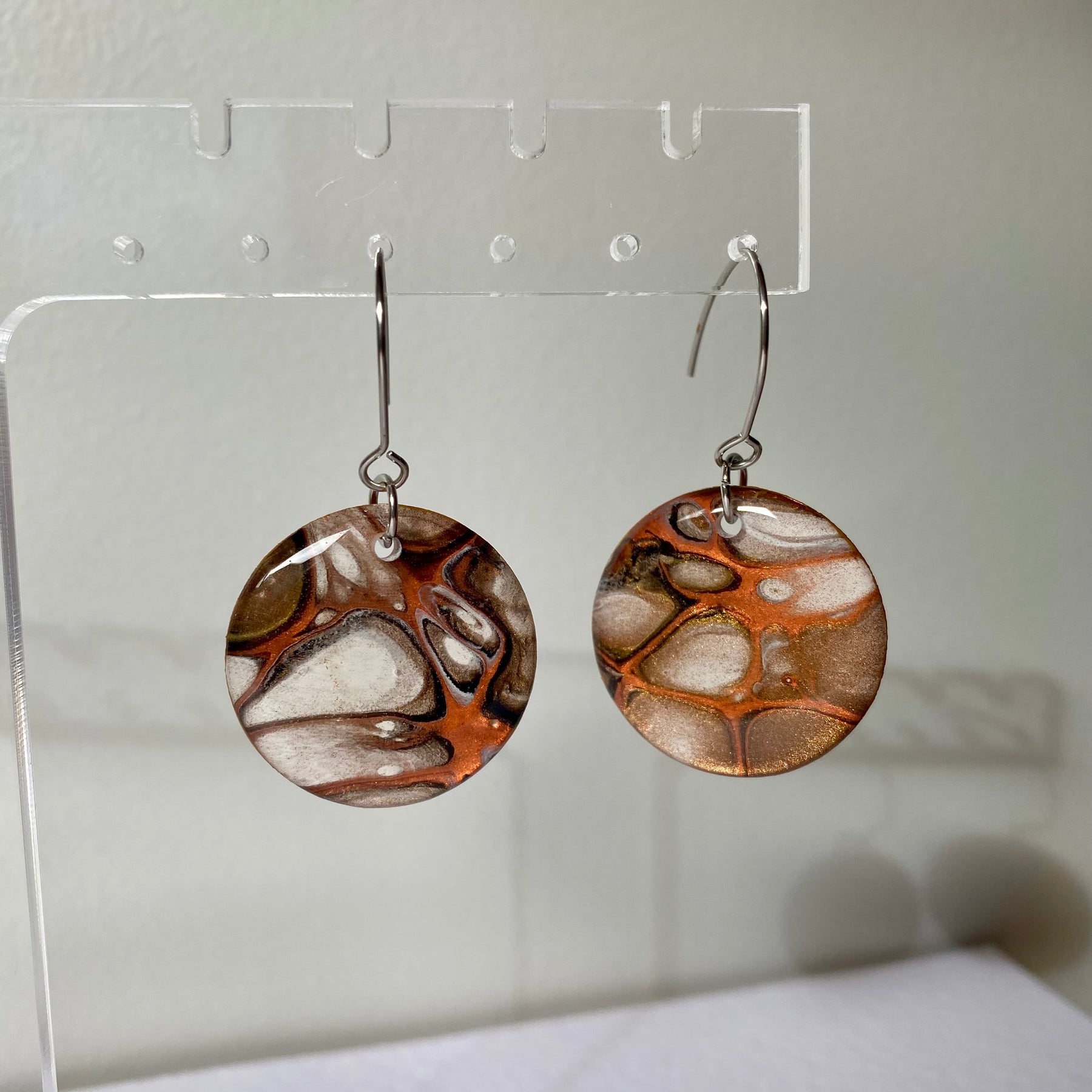 Autumn Tones Abstract Art Dangle Earrings