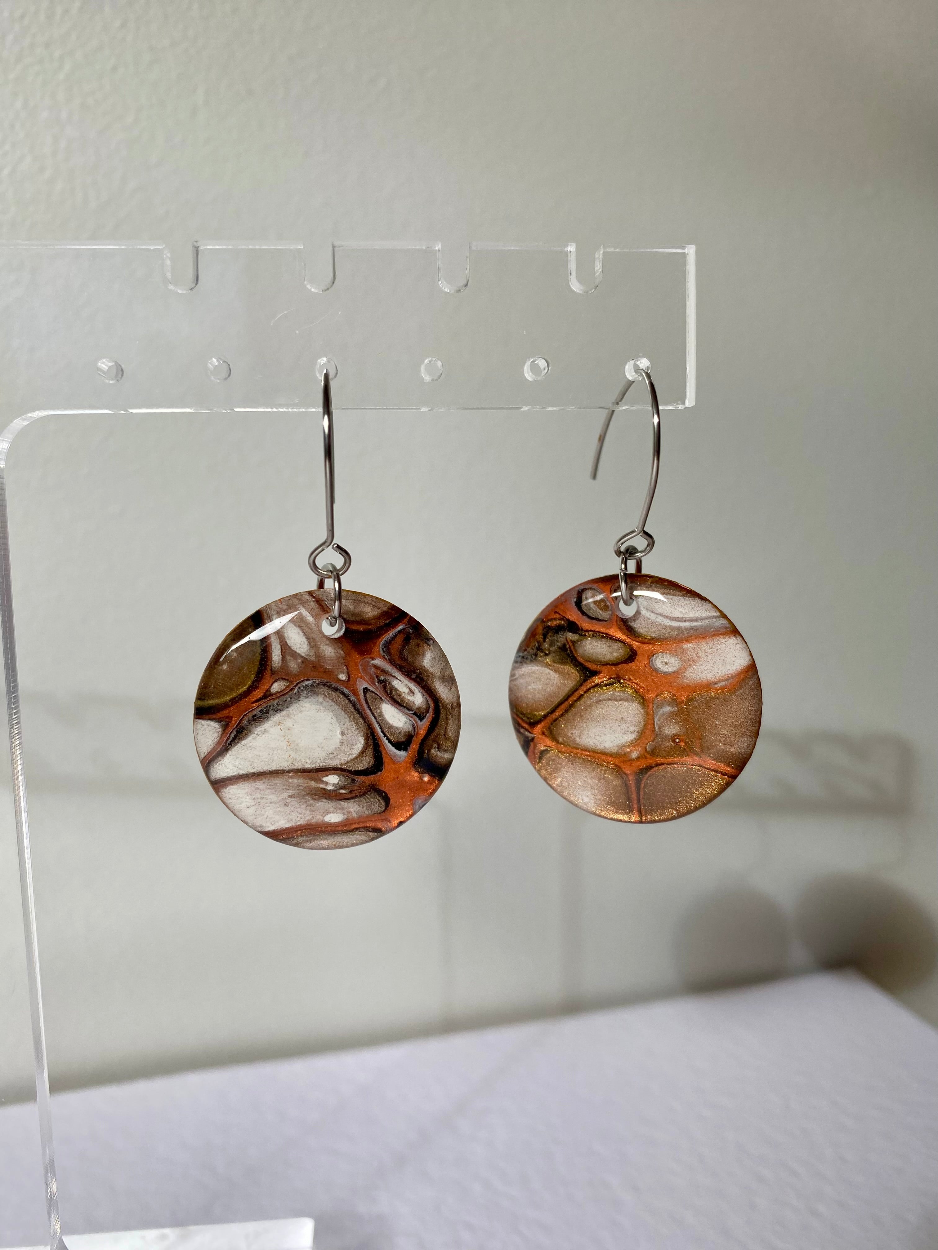 Autumn Tones Abstract Art Dangle Earrings