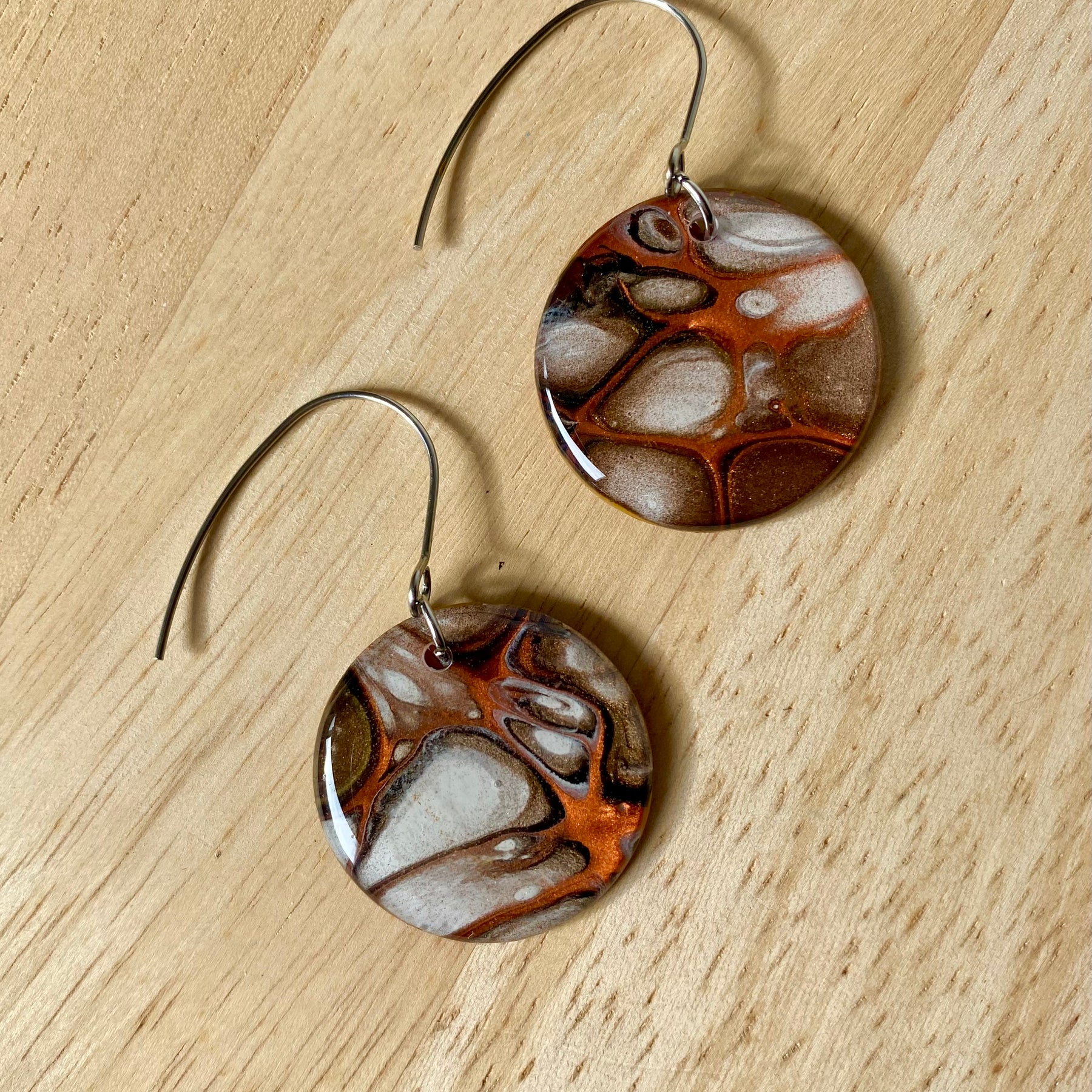 Autumn Tones Abstract Art Dangle Earrings
