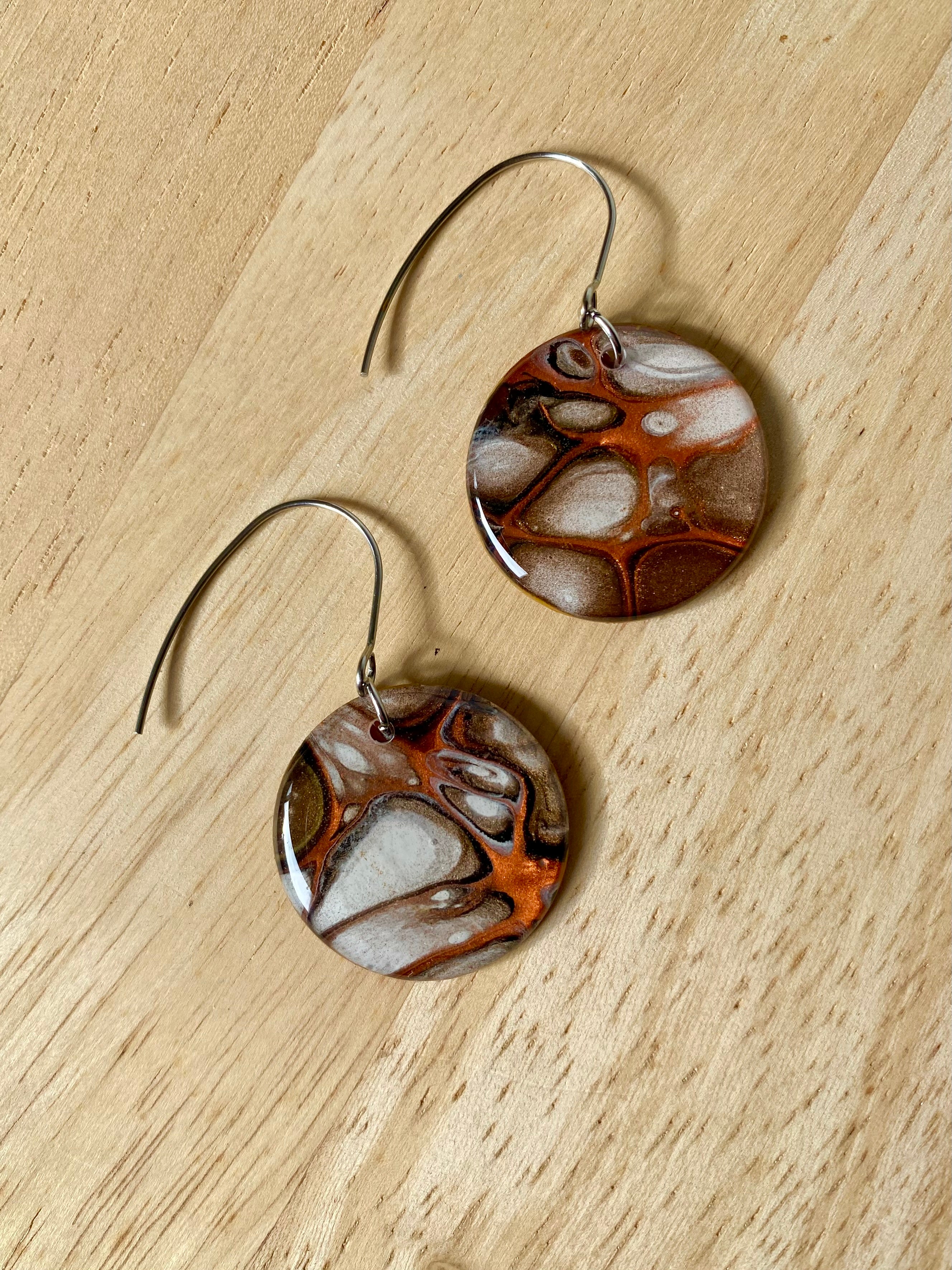 Autumn Tones Abstract Art Dangle Earrings