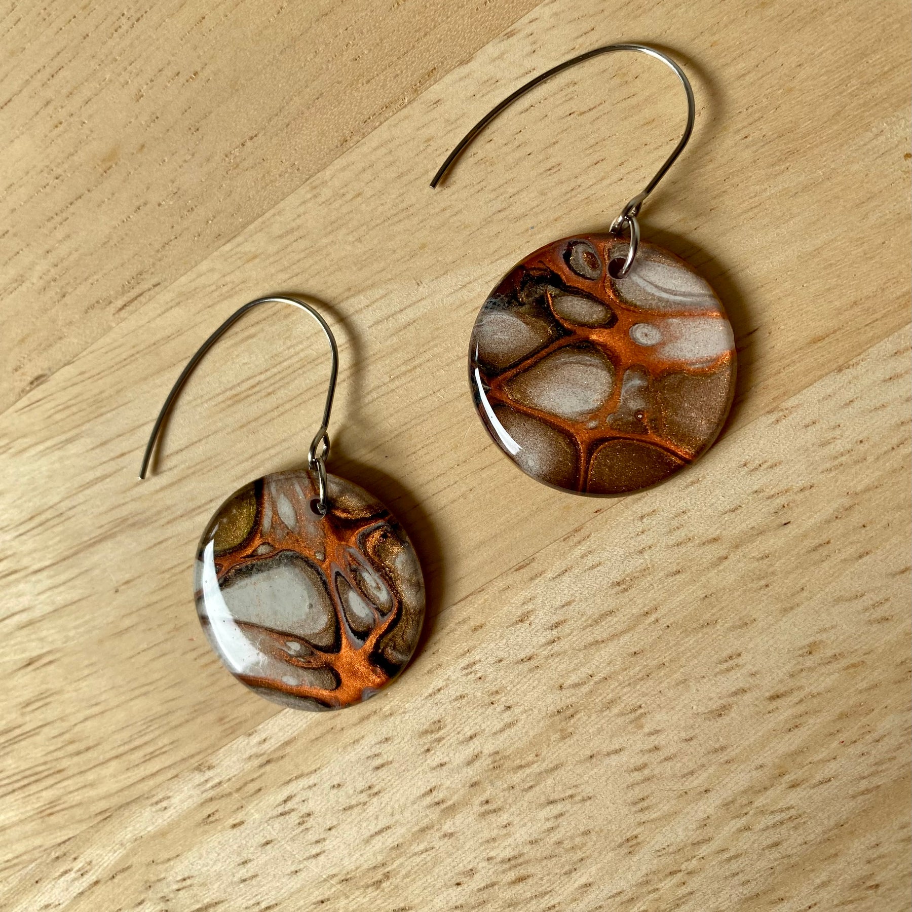 Autumn Tones Abstract Art Dangle Earrings