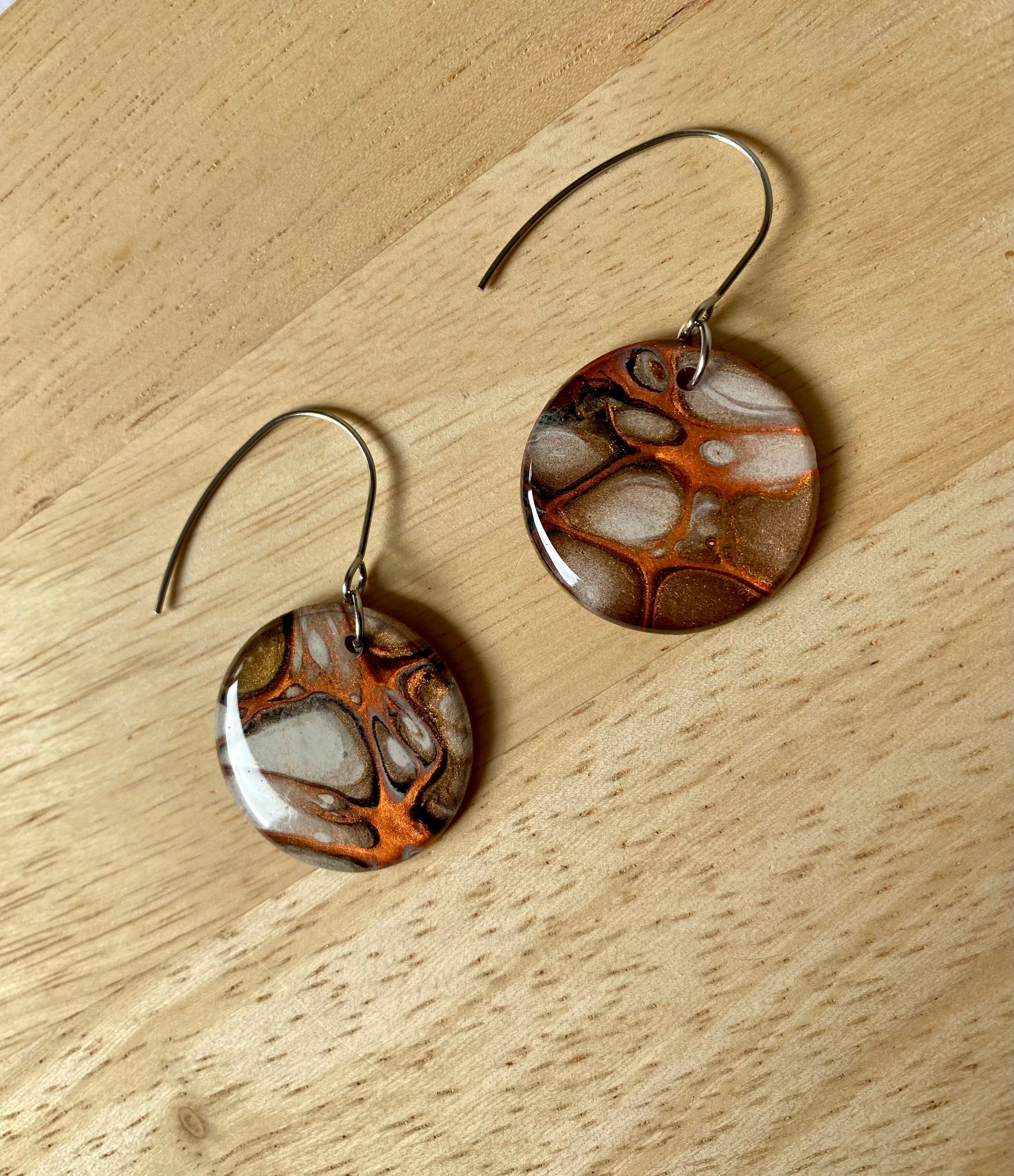 Autumn Tones Abstract Art Dangle Earrings