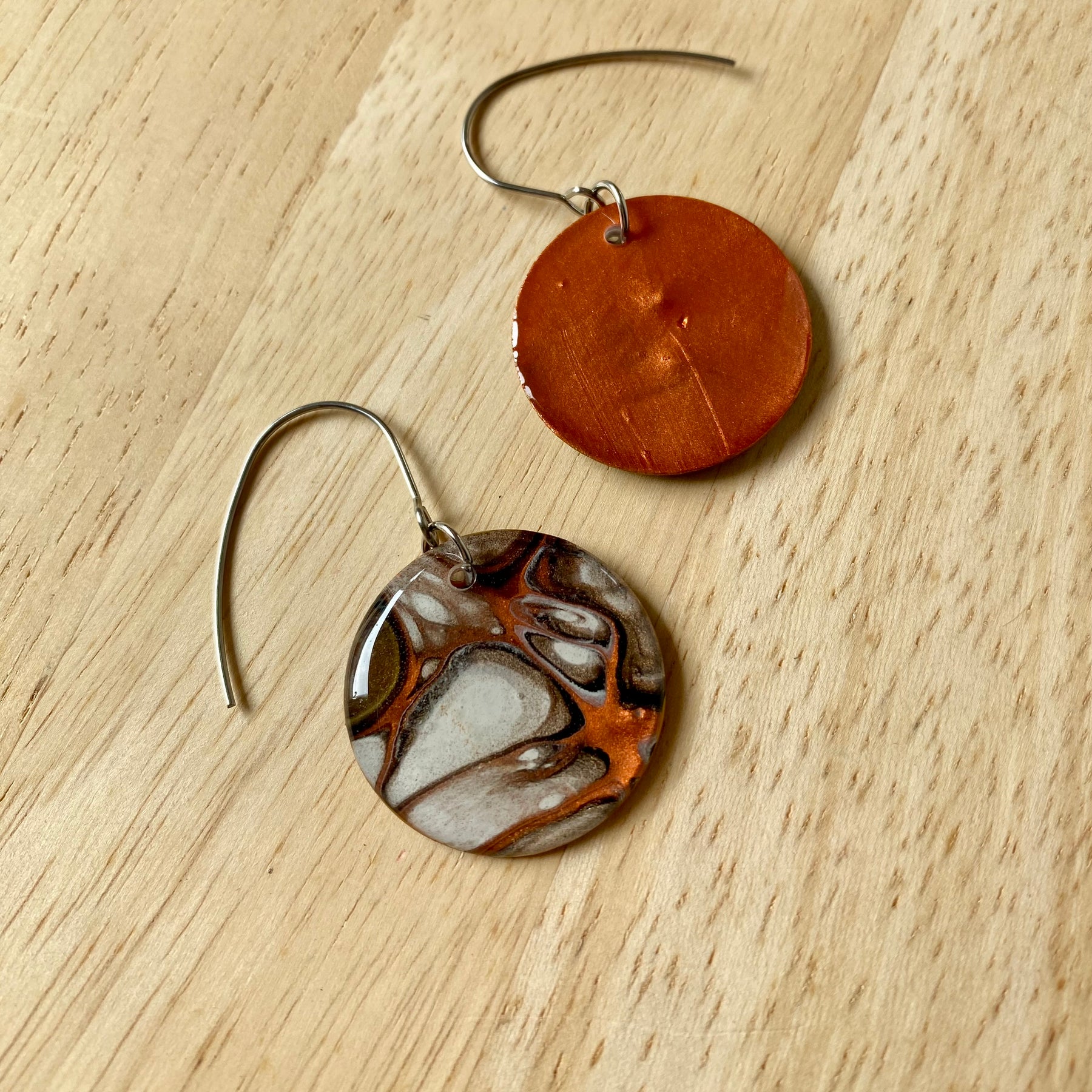 Autumn Tones Abstract Art Dangle Earrings