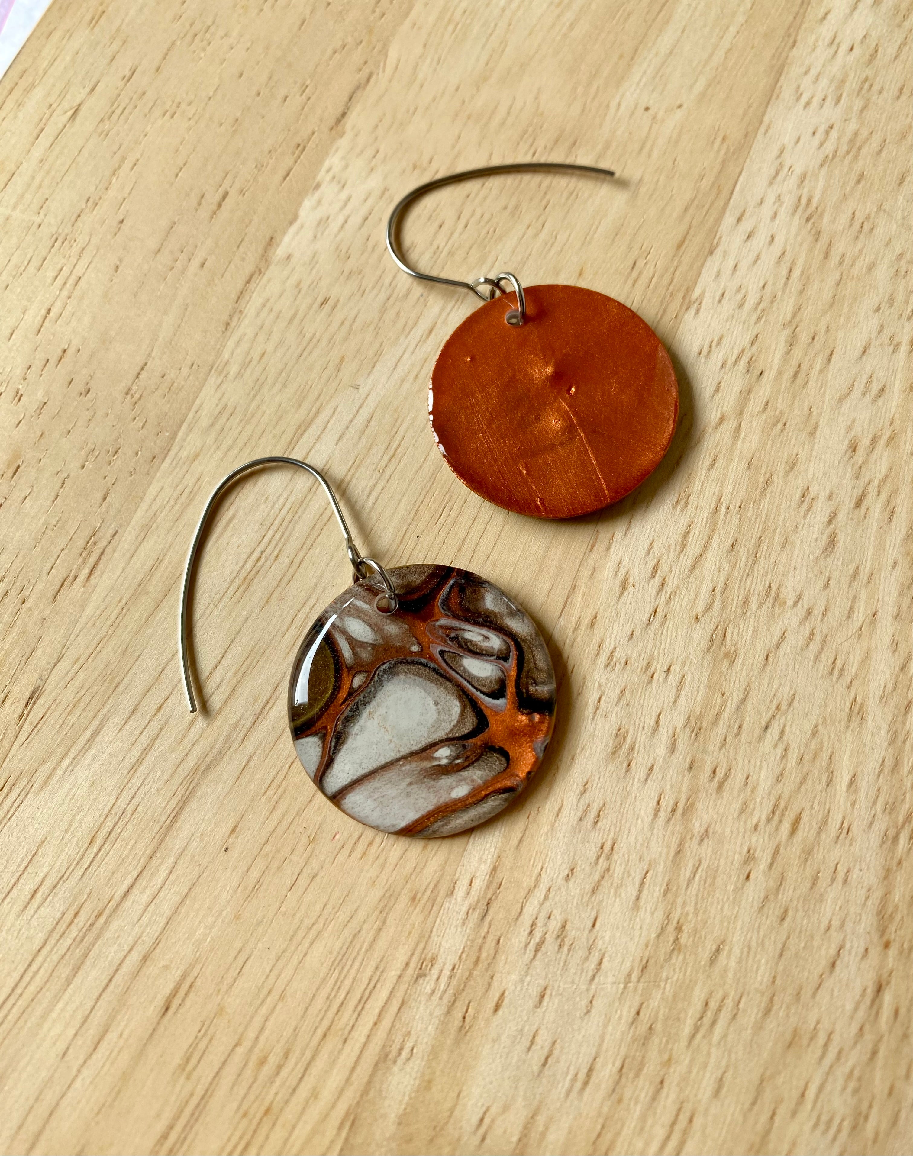 Autumn Tones Abstract Art Dangle Earrings