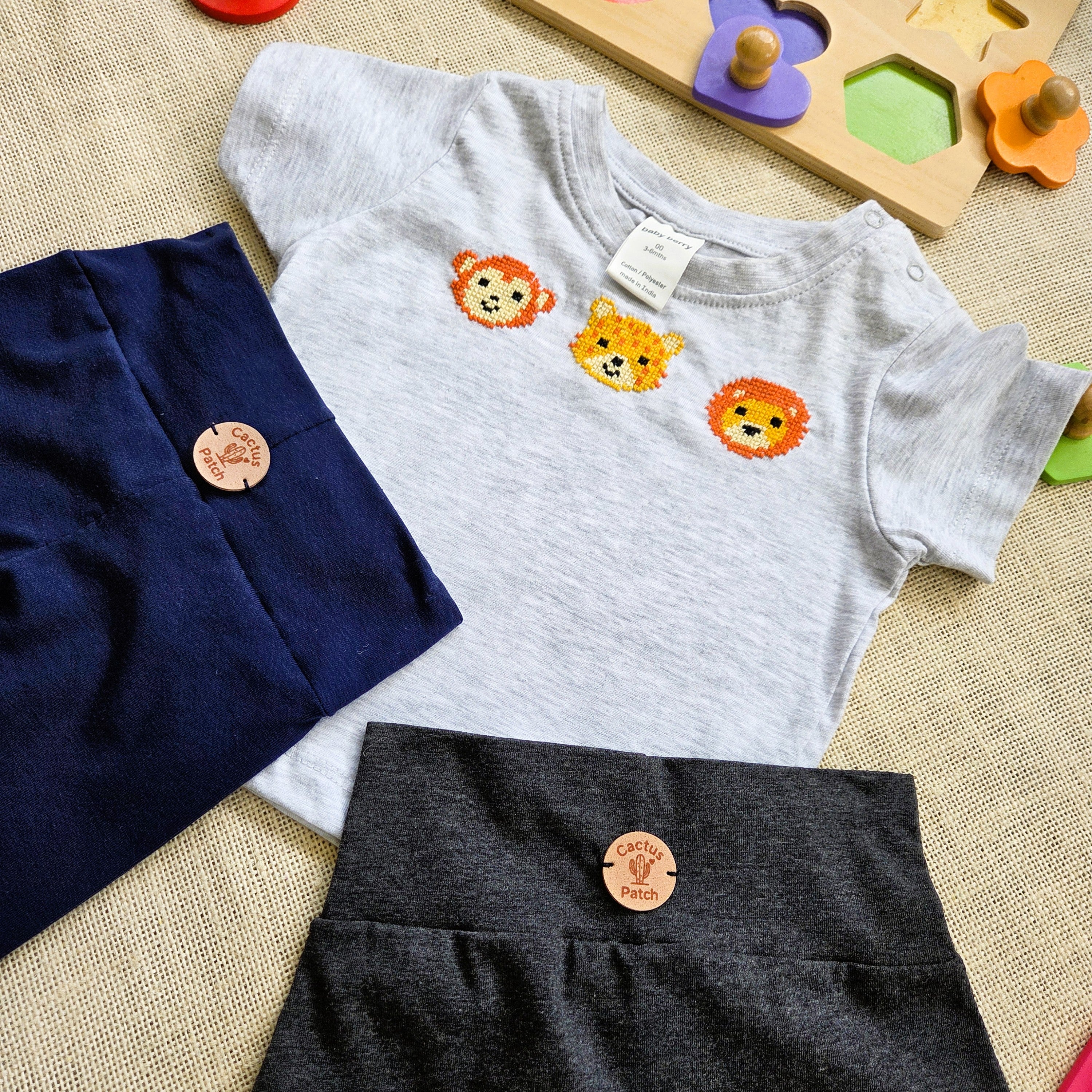 "Jungle Buddies" Short Sleeve Tee, Leggings & Bummies (3-6 Months)