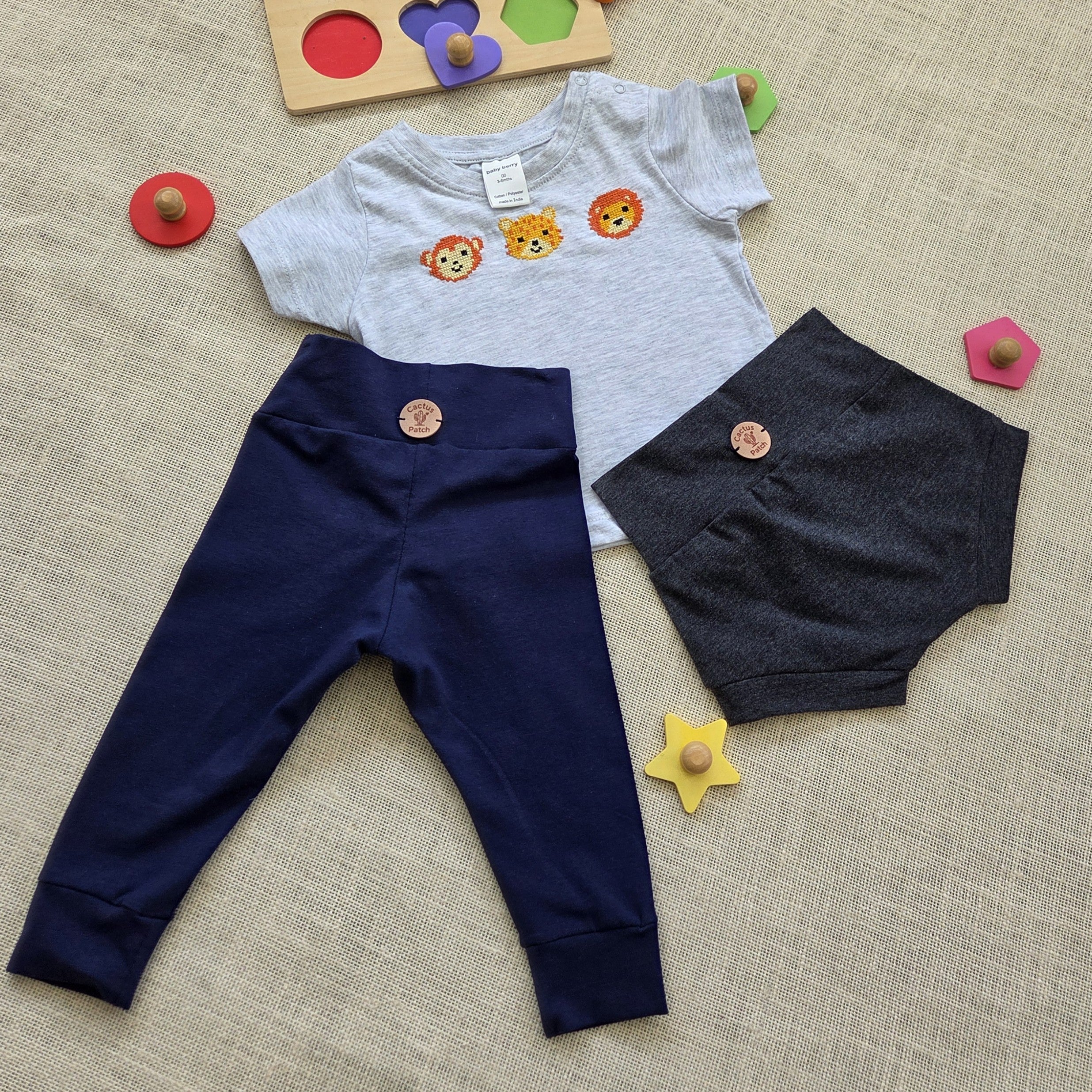 "Jungle Buddies" Short Sleeve Tee, Leggings & Bummies (3-6 Months)