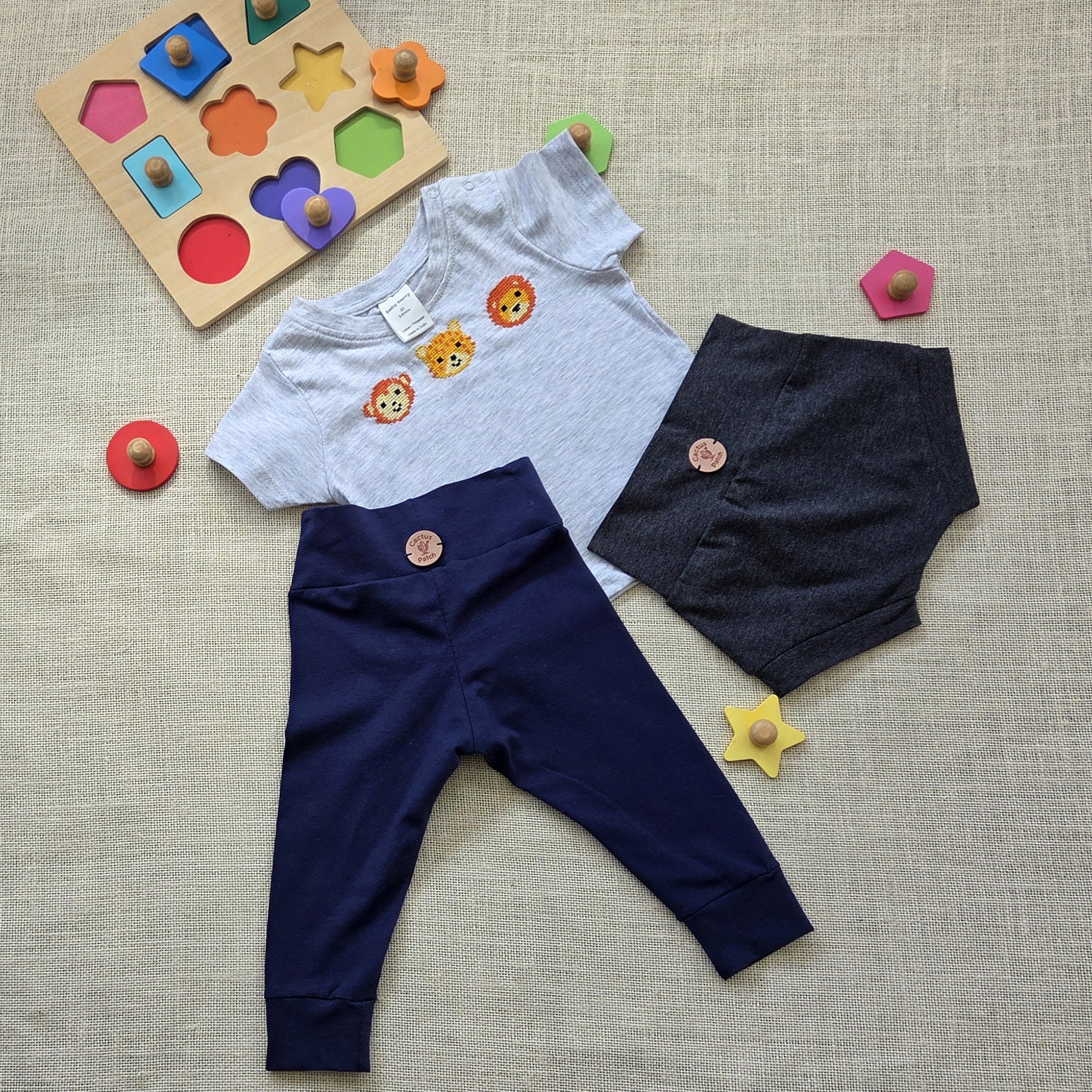 "Jungle Buddies" Short Sleeve Tee, Leggings & Bummies (3-6 Months)
