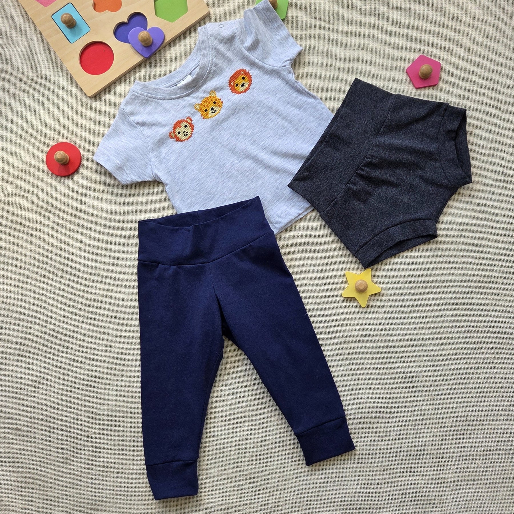 "Jungle Buddies" Short Sleeve Tee, Leggings & Bummies (3-6 Months)